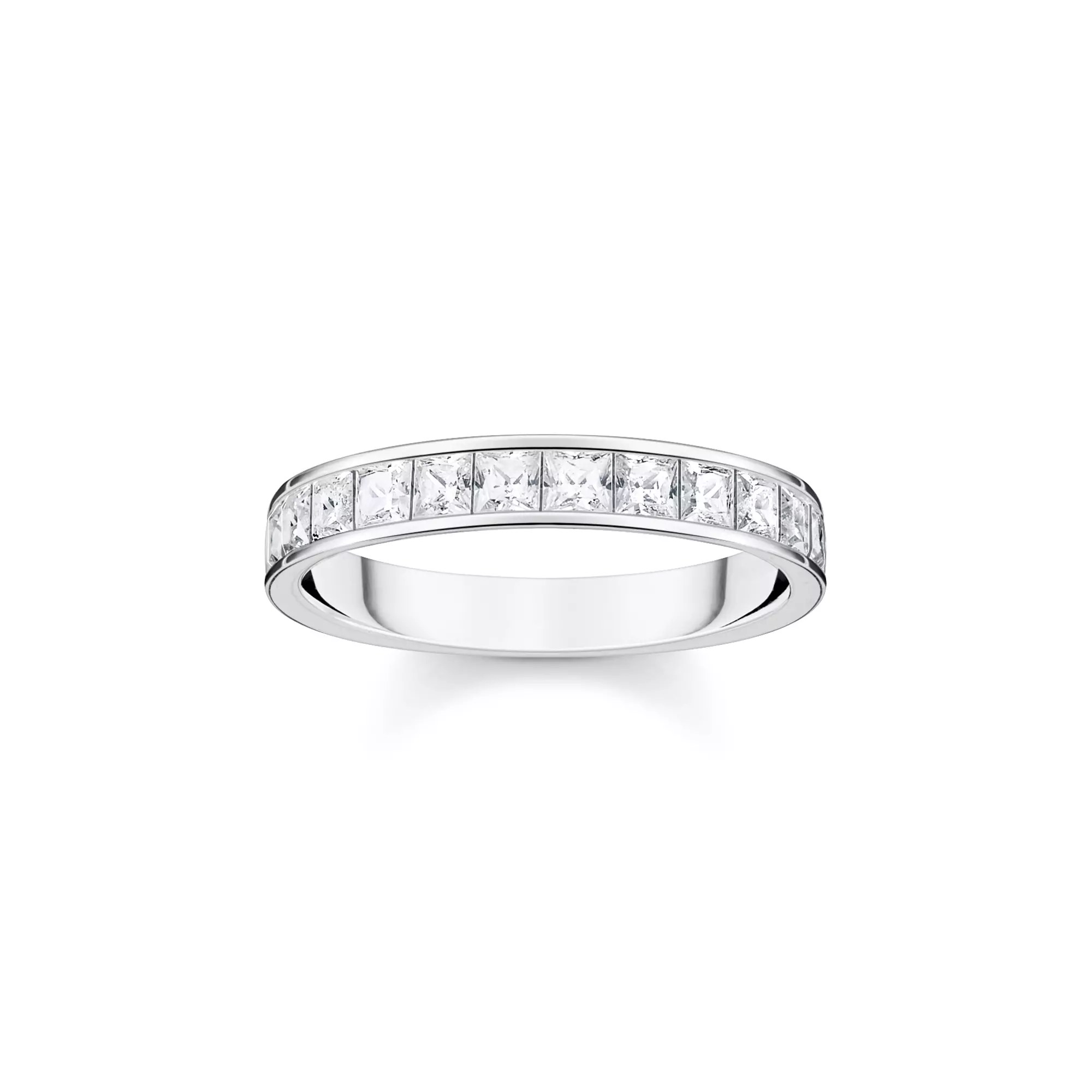 Thomas Sabo Ring mit weißen Steinen Pavé Silber – Zirkonia – 3 mm breit