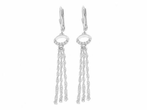 Ohrringe Hänger Kreis mit Kettchen Silber rhodiniert romantisch von Juwelier Harnisch mit Stein, elegant und schick, perfekt für besondere Anlässe oder den Alltag.