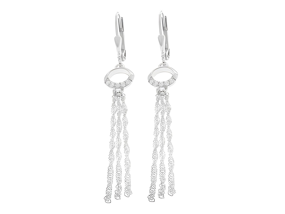 Ohrringe Hänger Kreis mit Kettchen Silber rhodiniert romantisch von Juwelier Harnisch mit Stein, elegant und schick, perfekt für besondere Anlässe oder den Alltag.
