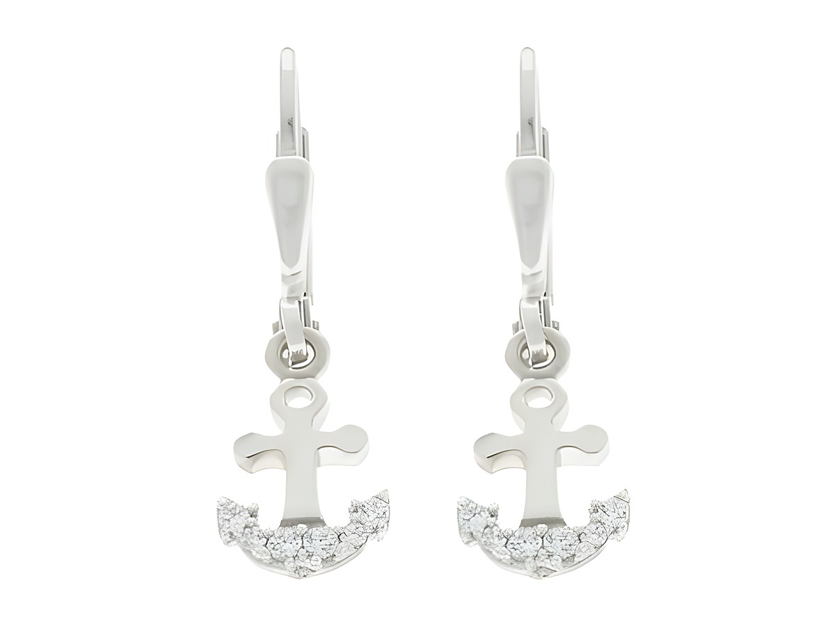 Ohrringe Hänger - Anker - Silber rhodiniert - glamourös von Juwelier Harnisch, Ohrhänger mit Stein, elegant und modisch gestaltet für besondere Anlässe.