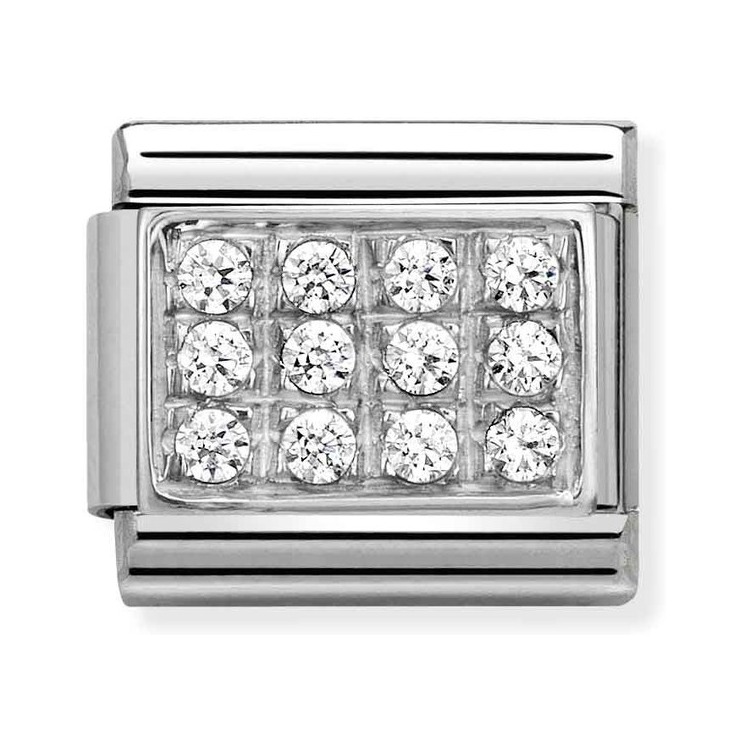 Nomination Composable Charm Link Silber Steine Marmorweiß – Zirkonia