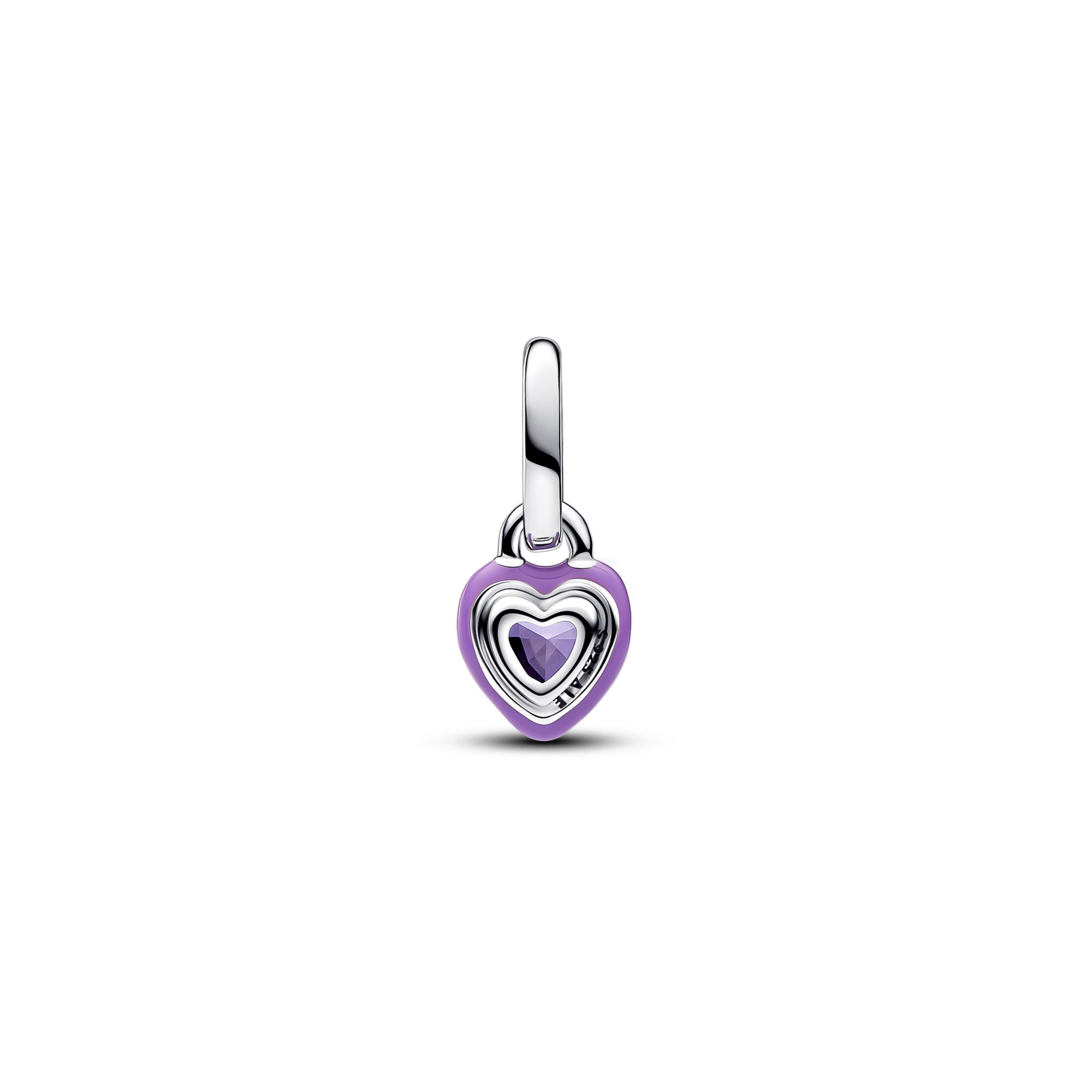 Pandora ME Violettes Chakra-Herz Mini-Charm-Anhänger - Sterling Silber - Zirkonia + Emaille Lila – Ansicht 3