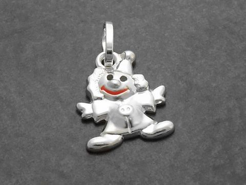 37732-0 Clown Anhänger aus Sterling Silber, lustiges Design für Kinder, hergestellt von Juwelier Harnisch, ideal als Geschenk oder Accessoire für kleine Clowns.