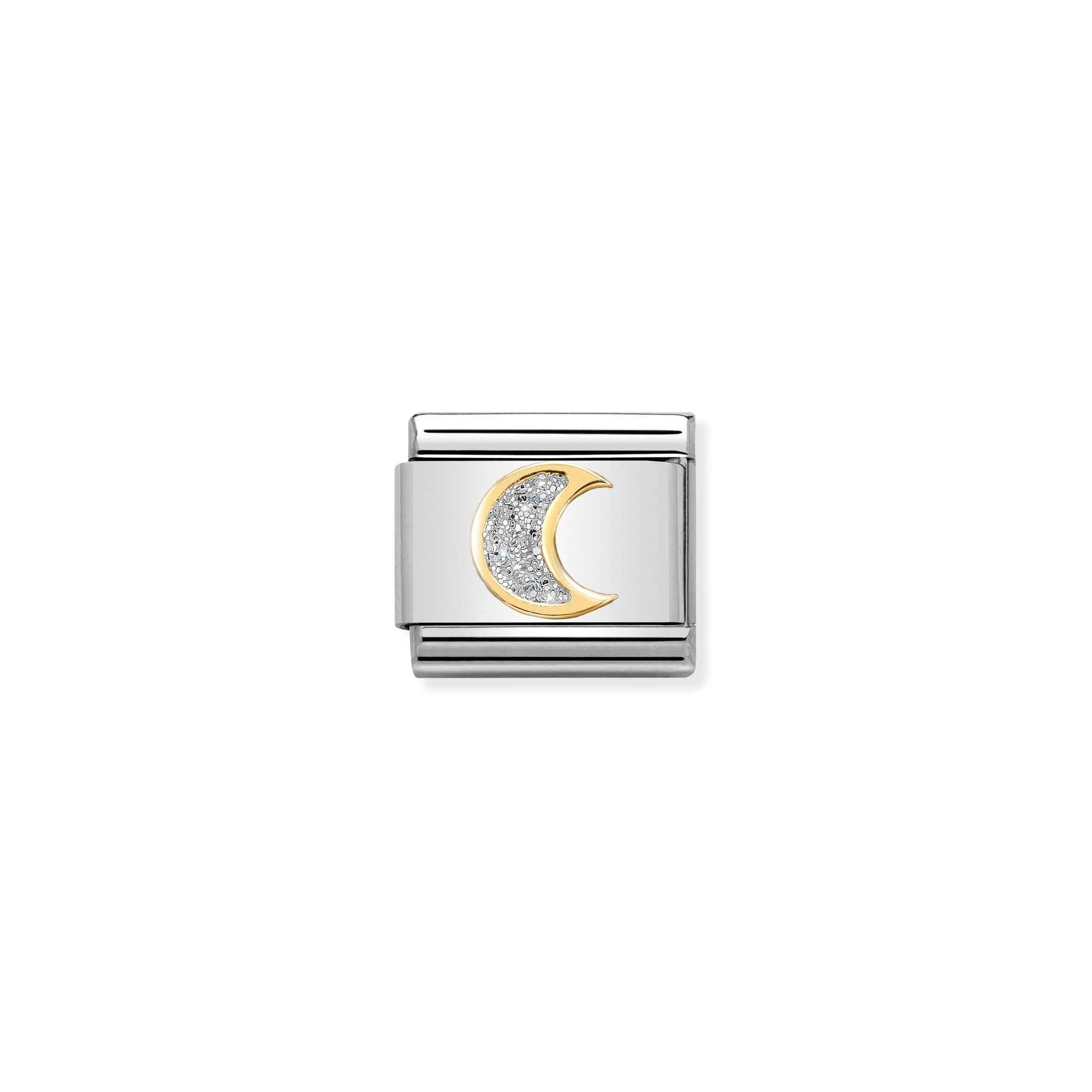 Nomination Composable Classic Charm Mond Glitter - Edelstahl, Gelbgold, Emaille