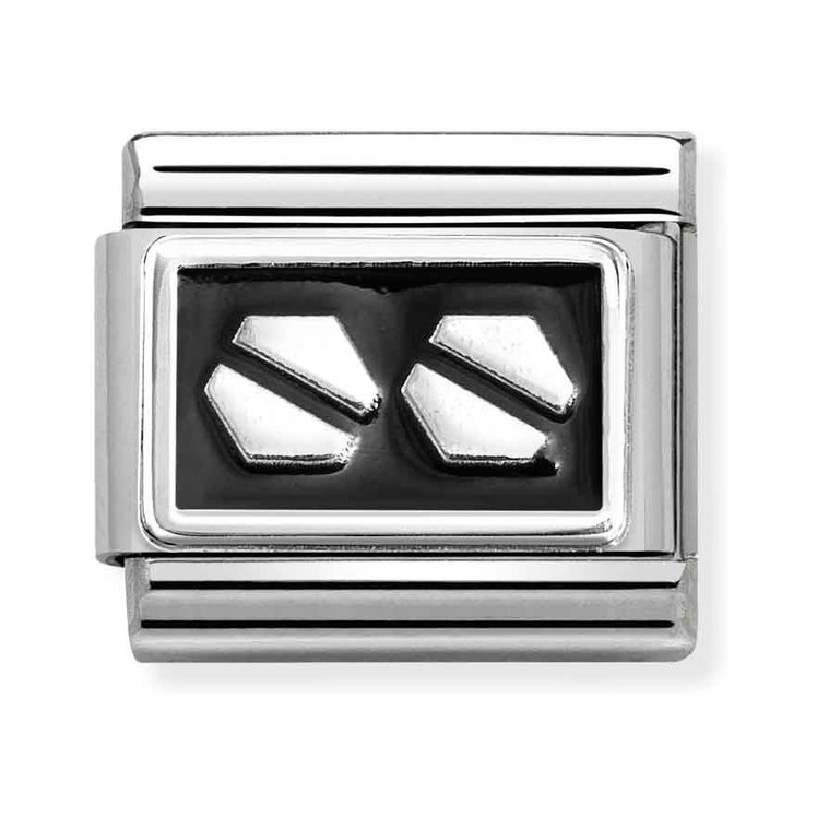 Nomination ComposableCharmLink doppelter Schraubenkopf schwarze Emaille – Edelstahl – Silber
