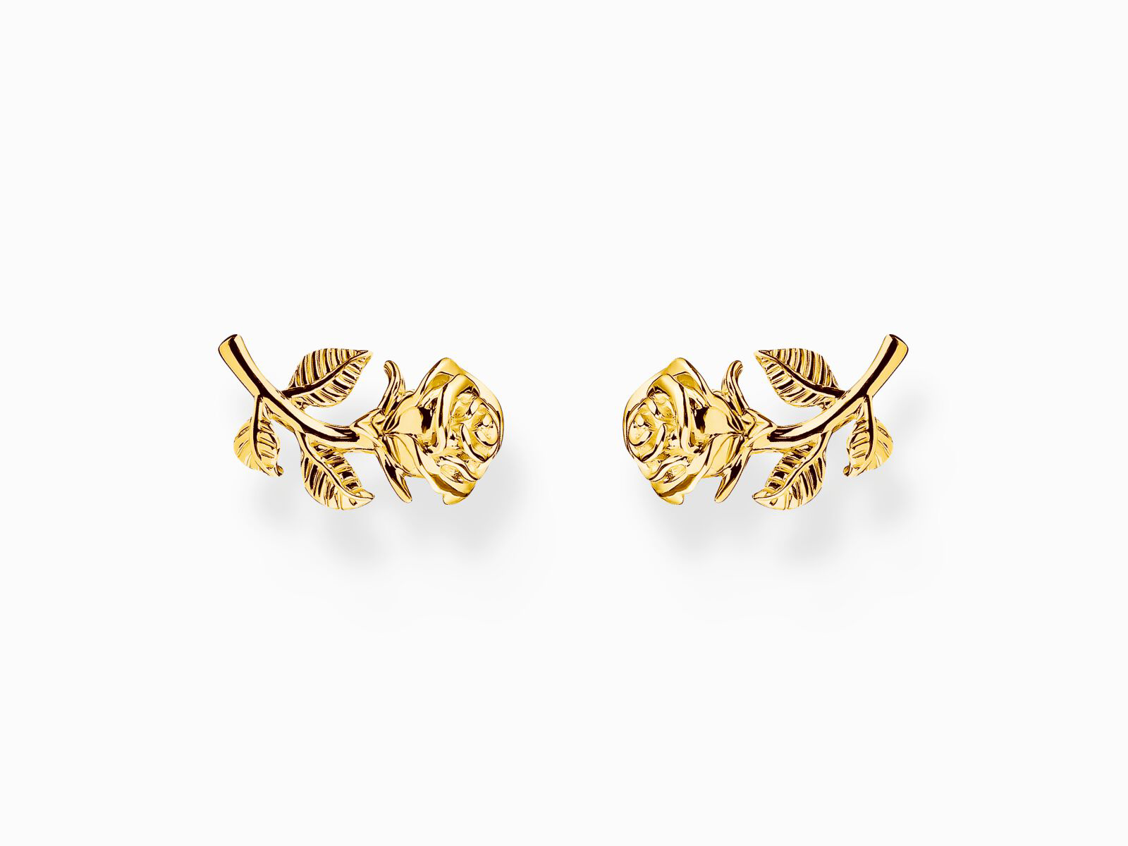 Silberne Ohrstecker in Form von Rosen mit 750er Vergoldung, kunstvoll gestaltet von Thomas Sabo, verkörpern Eleganz und Romantik, ideal für besondere Anlässe.