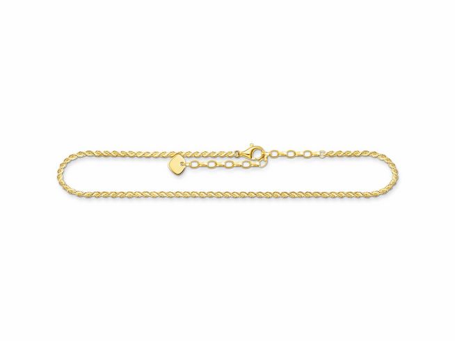 Fußkette von Thomas Sabo aus vergoldetem Sterling Silber, verstellbar auf 27 cm, mit feiner Kettengestaltung und praktischem Karabinerverschluss. Ideal für jeden Anlass.