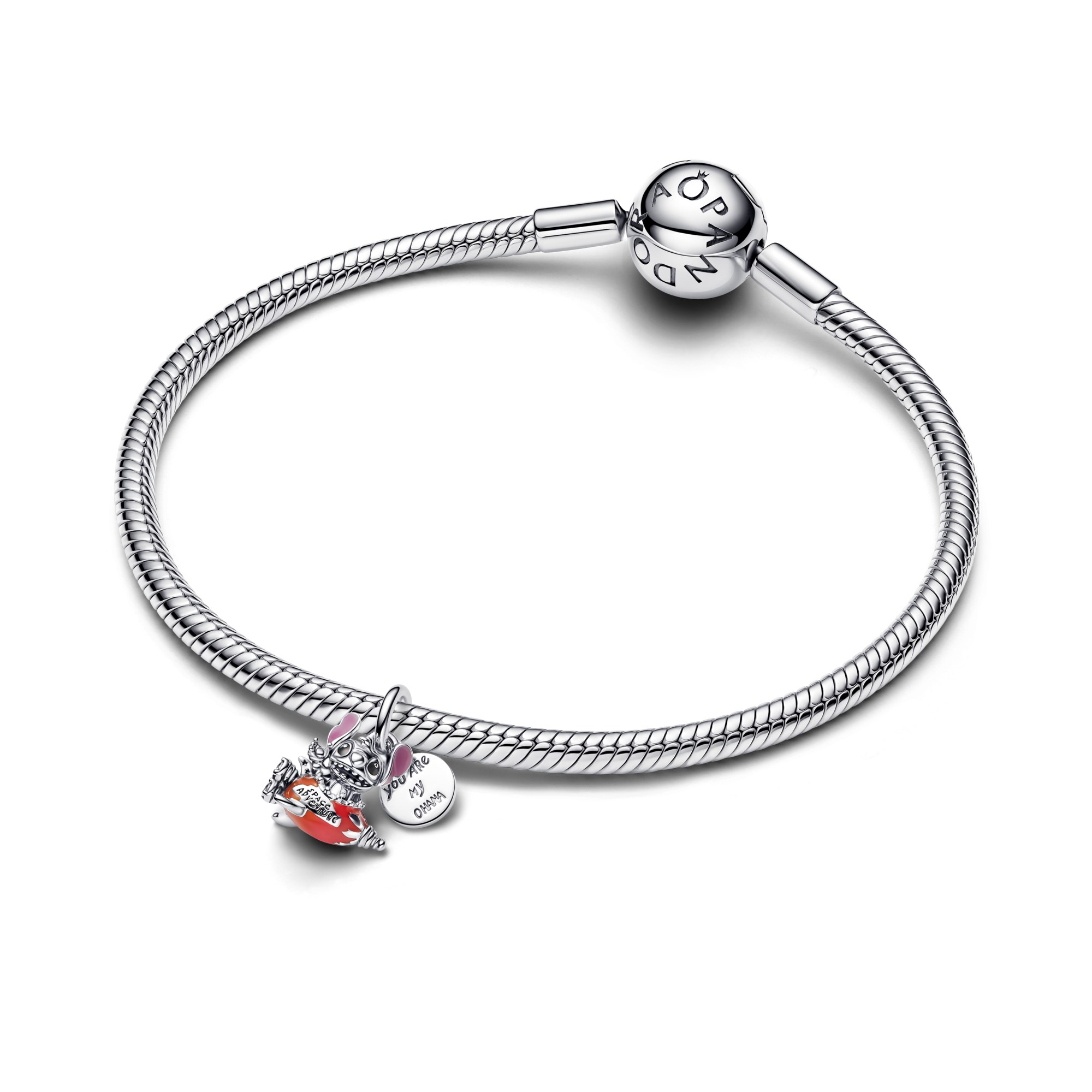 Pandora Disney Stitch Raketenschiff Charm-Anhänger - Sterling Silber - Zirkonia Emaille Orange – Ansicht 3