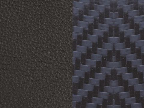 Les Georgettes Leder Armreifen Einsatz BW000 in Schwarz und Karbon, 14 mm, präsentiert eine harmonische Kombination aus strukturiertem schwarzem Leder und einem geflochtenen Carbon-Muster.