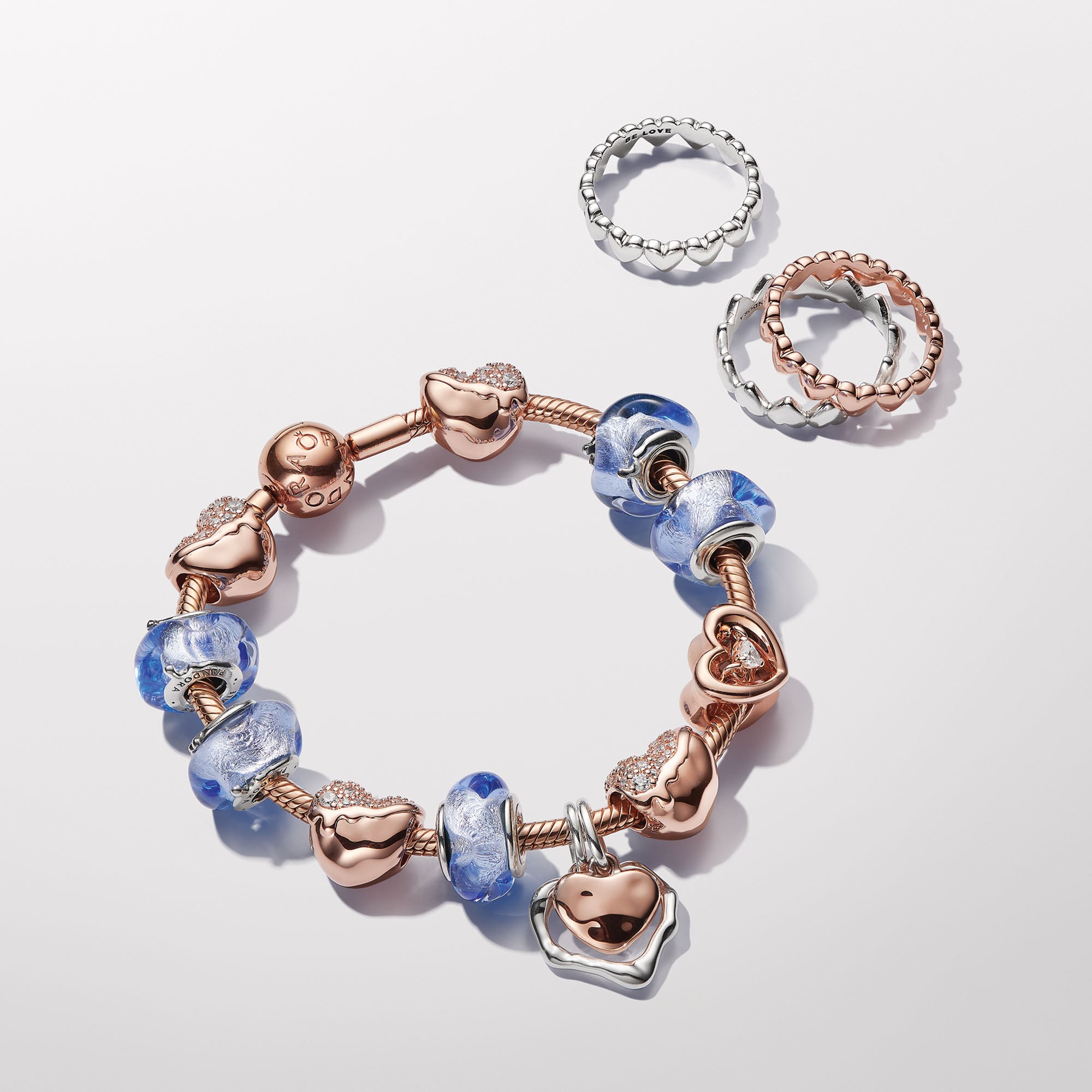 Pandora Reihe von Herzen Ring - Roségold vergoldet – Ansicht 3