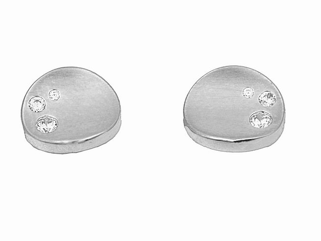 Edelsteckern aus 925 Sterling Silber, teilmattiert mit Zirkonia. Der Schmuck von Juwelier Harnisch besticht durch elegantes Design und funkelnde Akzente.
