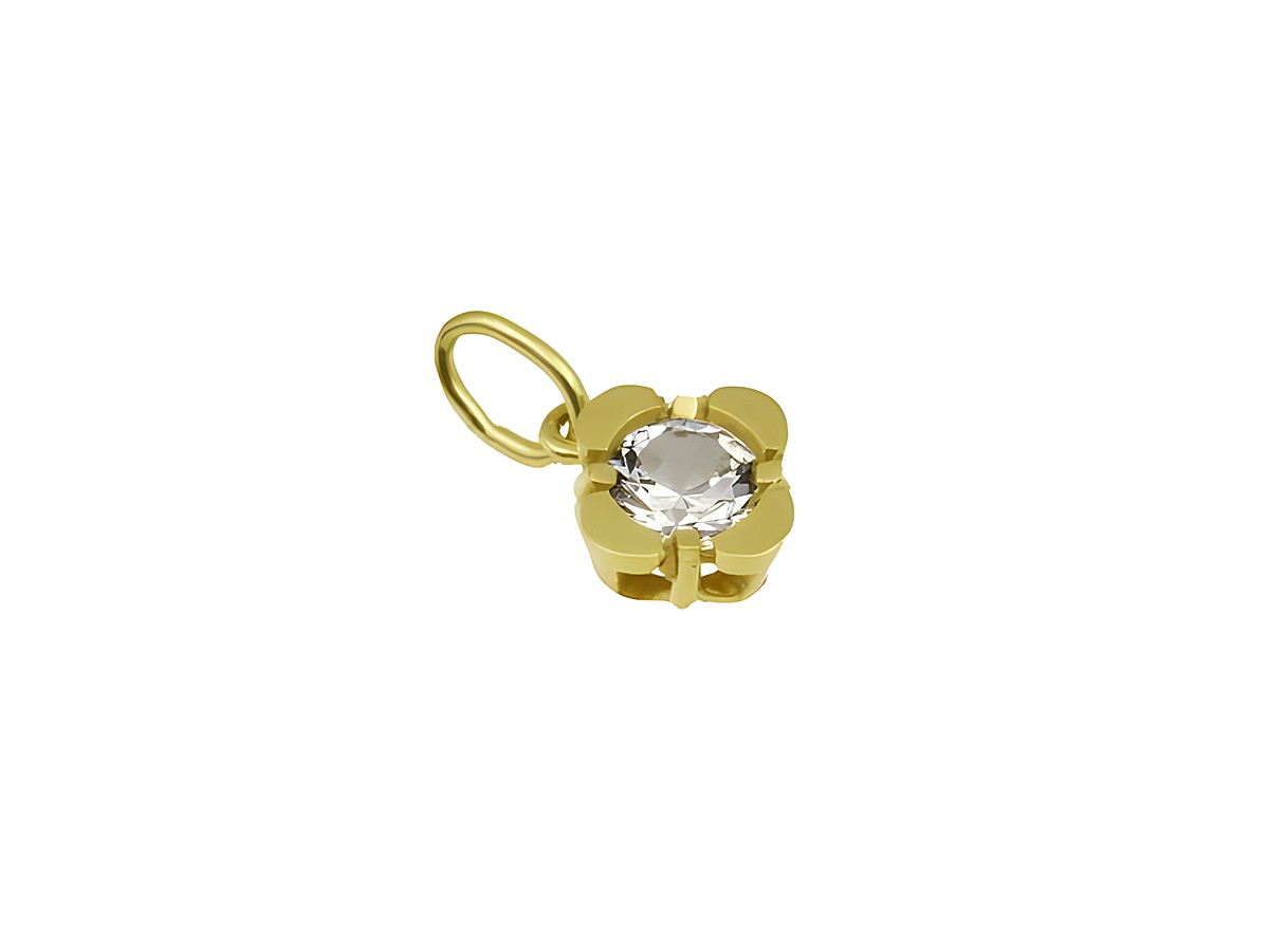 Bergkristall Anhänger funkelnd aus 333 Gelbgold poliert, Hersteller Juwelier Harnisch, strahlt Eleganz und Stil aus, ideal für schmuckvolle Akzente.