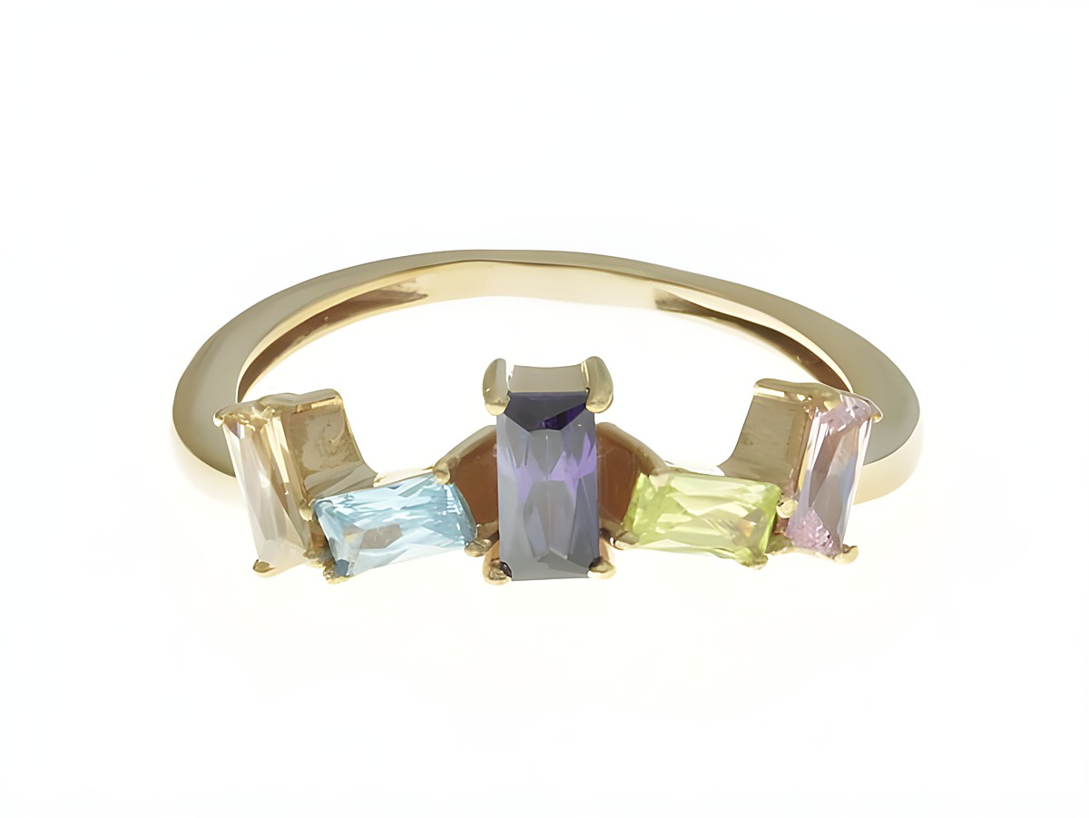 Steinmix Ring aus Sterling Silber, rosegold vergoldet mit Zirkonia in verschiedenen Farben, Größe 48, Juwelier Harnisch. Elegantes Design für jeden Anlass.