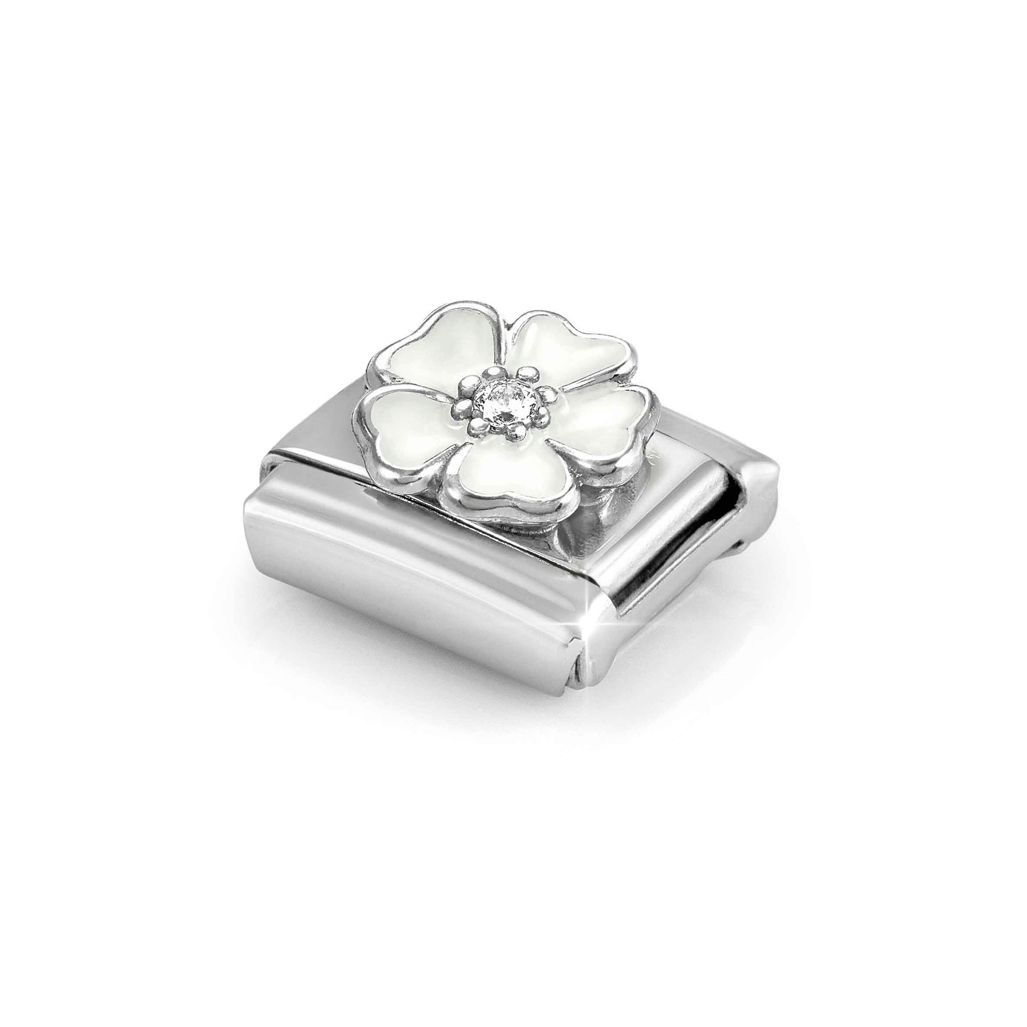 Nomination Composable Classic Charm Pfirsichblüte weiß - Edelstahl, Sterling Silber, Emaille – Ansicht 4