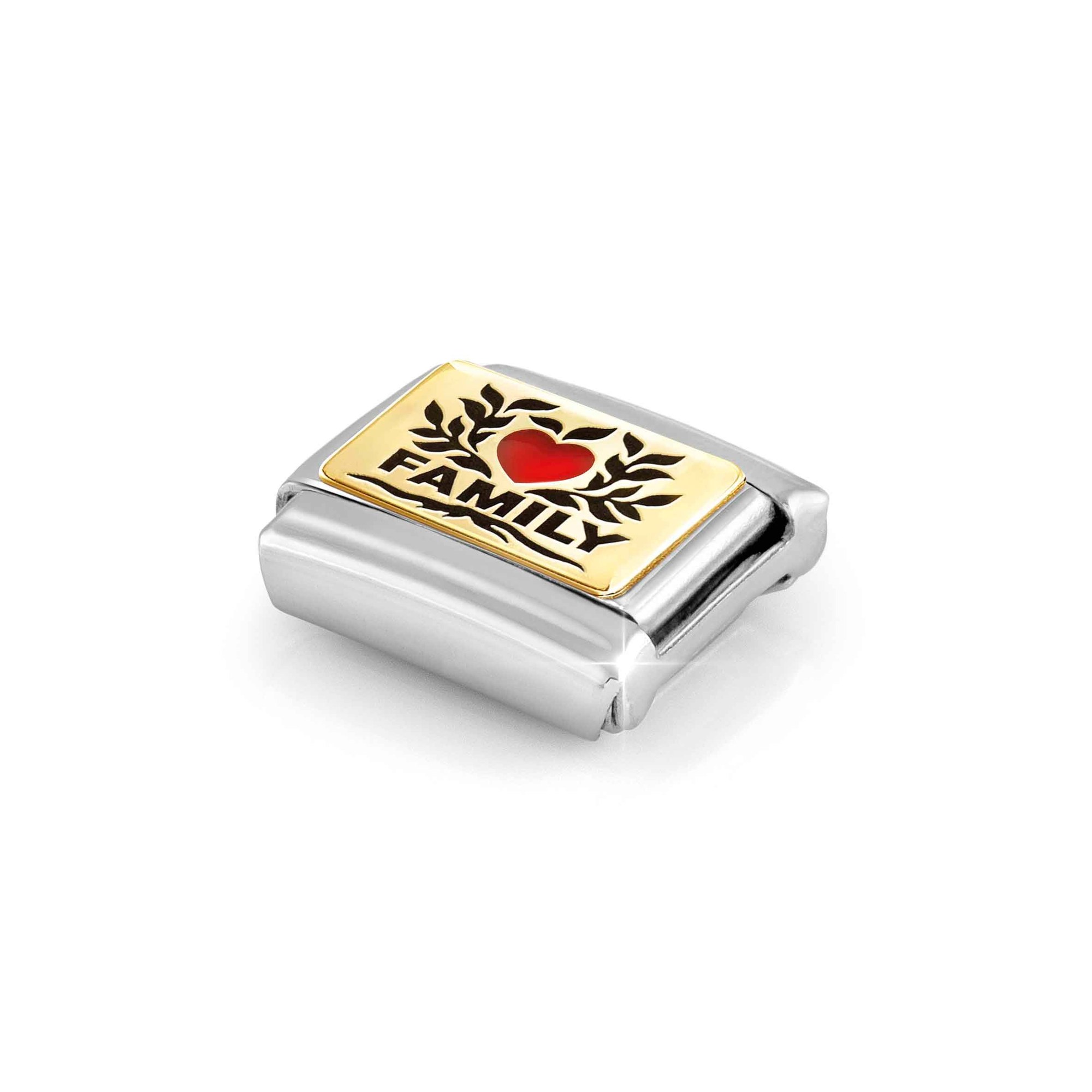 Nomination Composable Classic Charm Family mit Herz - Edelstahl, Gold 750 Gelbgold, Emaille – Ansicht 4