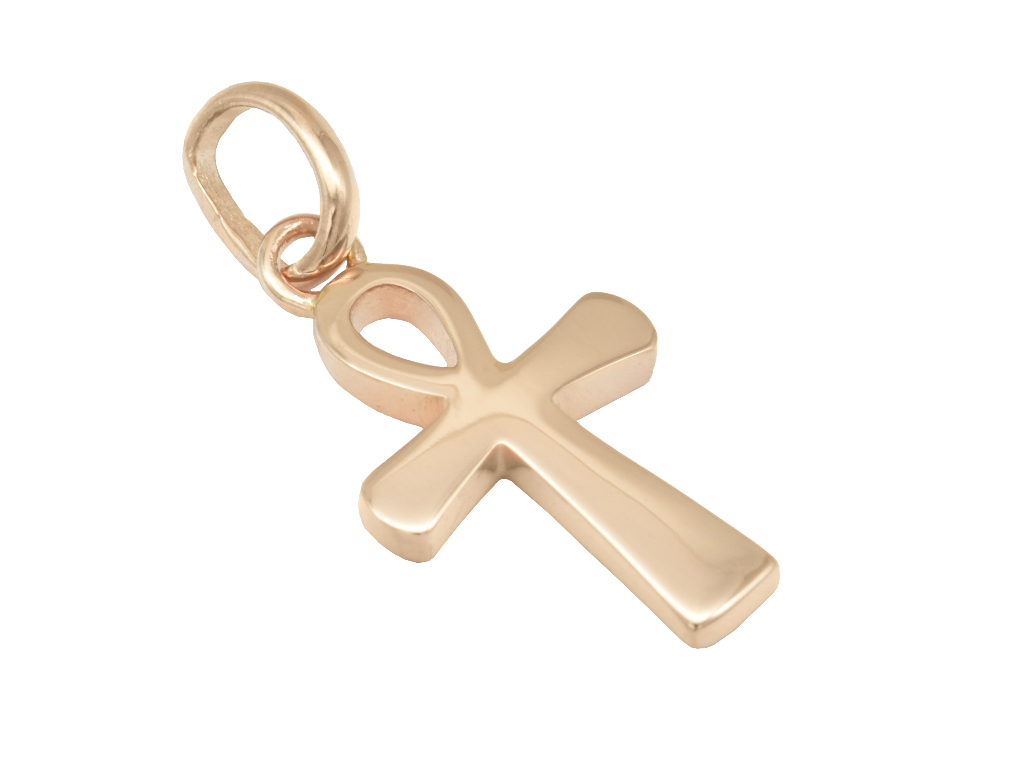 Ein polierter Anhänger in Form eines ägyptischen Kreuzes, aus sterling Silber roségold vergoldet, gefertigt von Juwelier Harnisch, Ägypten.