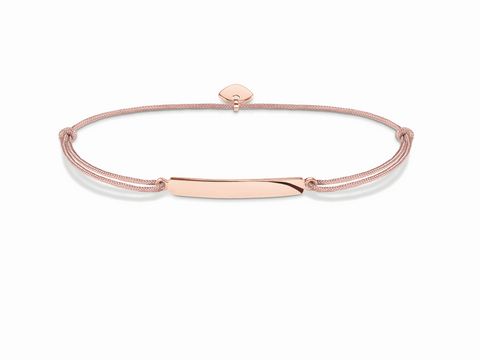 Silber rosé Armband von Thomas Sabo mit einer verstellbaren Länge von 14 bis 20 cm, feine Schnur und eleganter plattierter Gliederde, ideal für jeden Anlass.