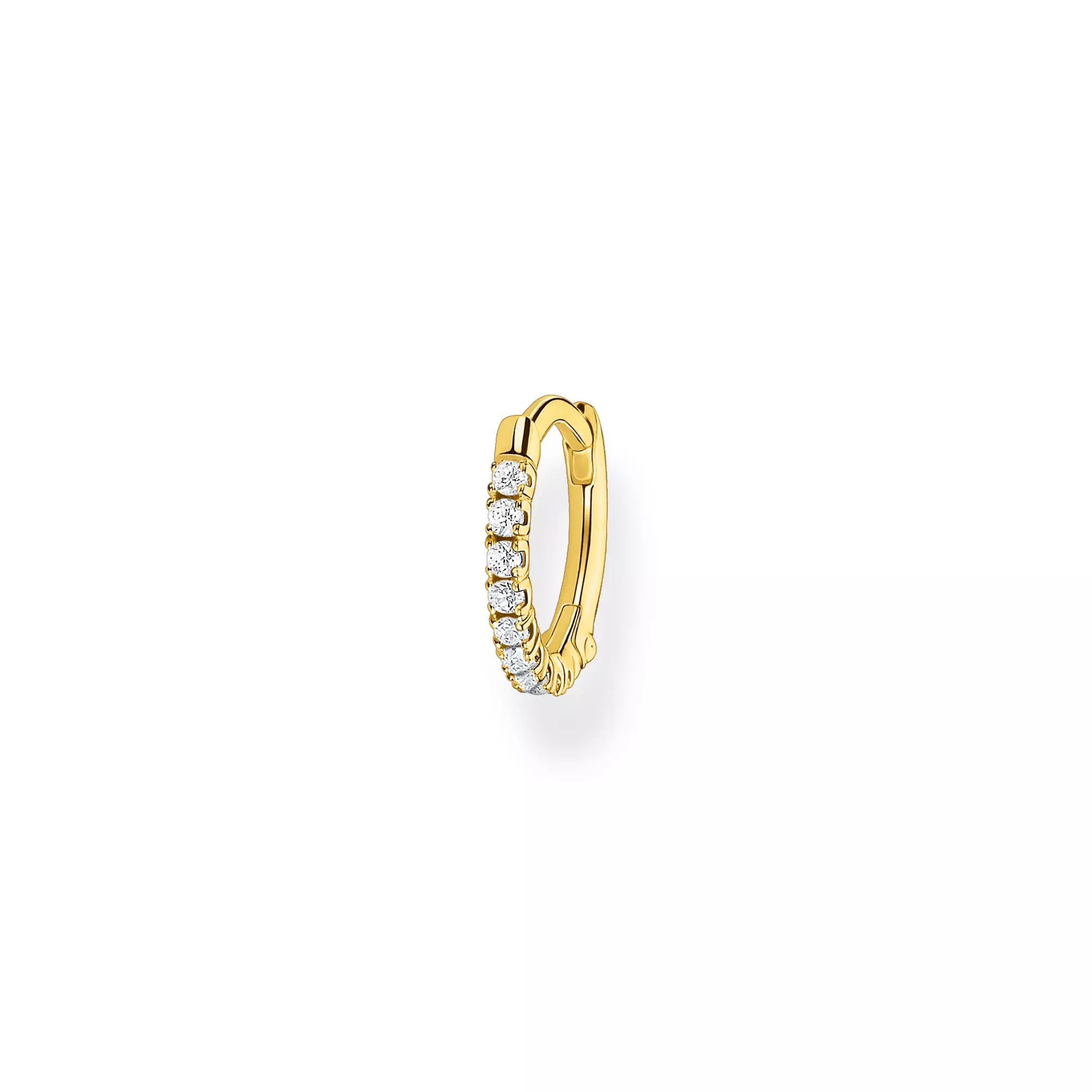 Thomas Sabo Einzel Creole weiße Steine gold – Silber – Zirkonia – 11 mm hoch