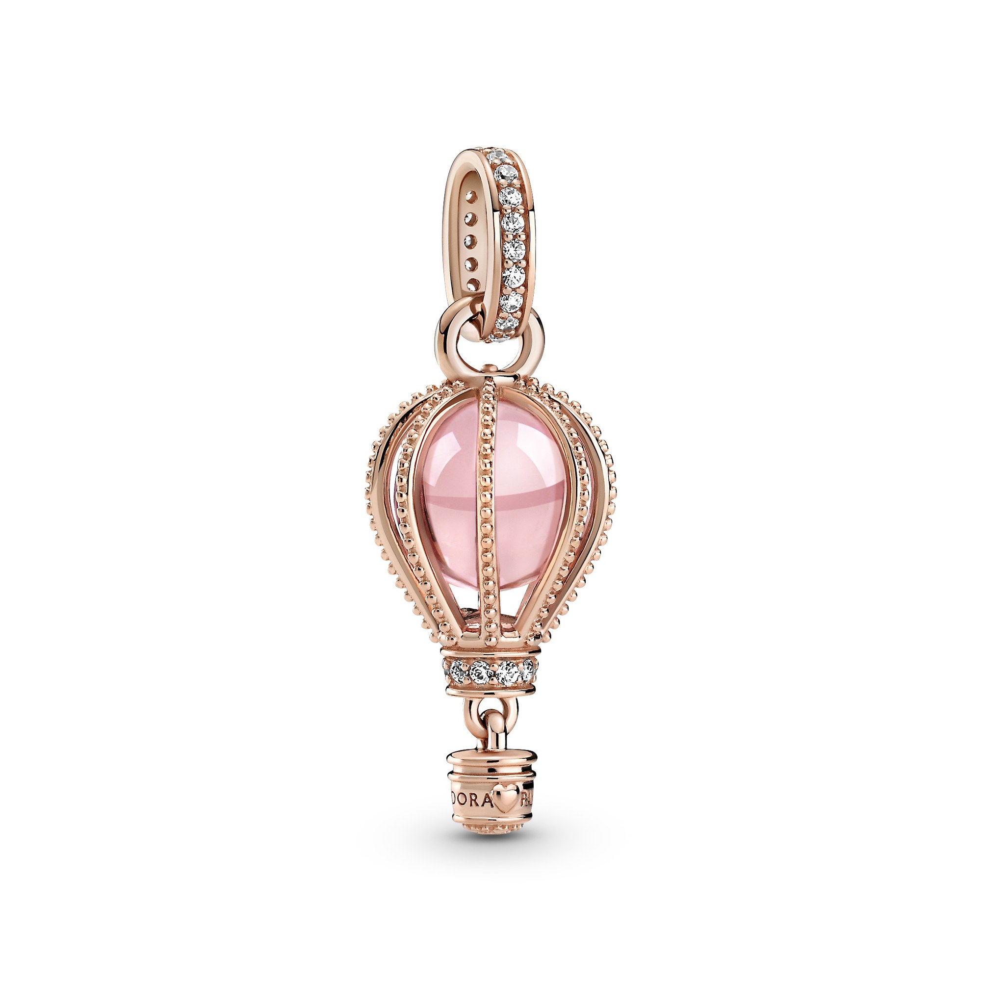 Pandora Rosé Funkelnder rosa Heißluftballon-Anhänger - Steinmix