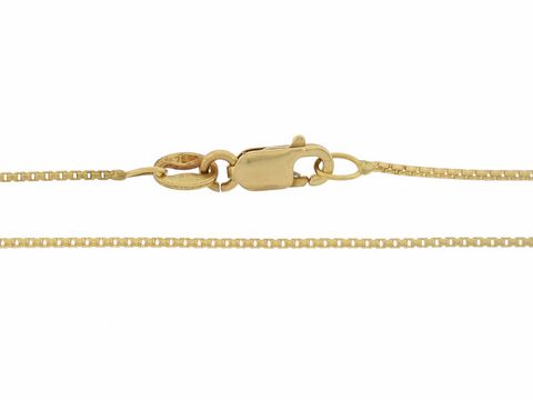 Venezianerkette 8-kant aus 750 Gold, 45 cm lang, mit einer Stärke von 0,8 x 0,8 mm und einem Karabinerverschluss, Hersteller Juwelier Harnisch.