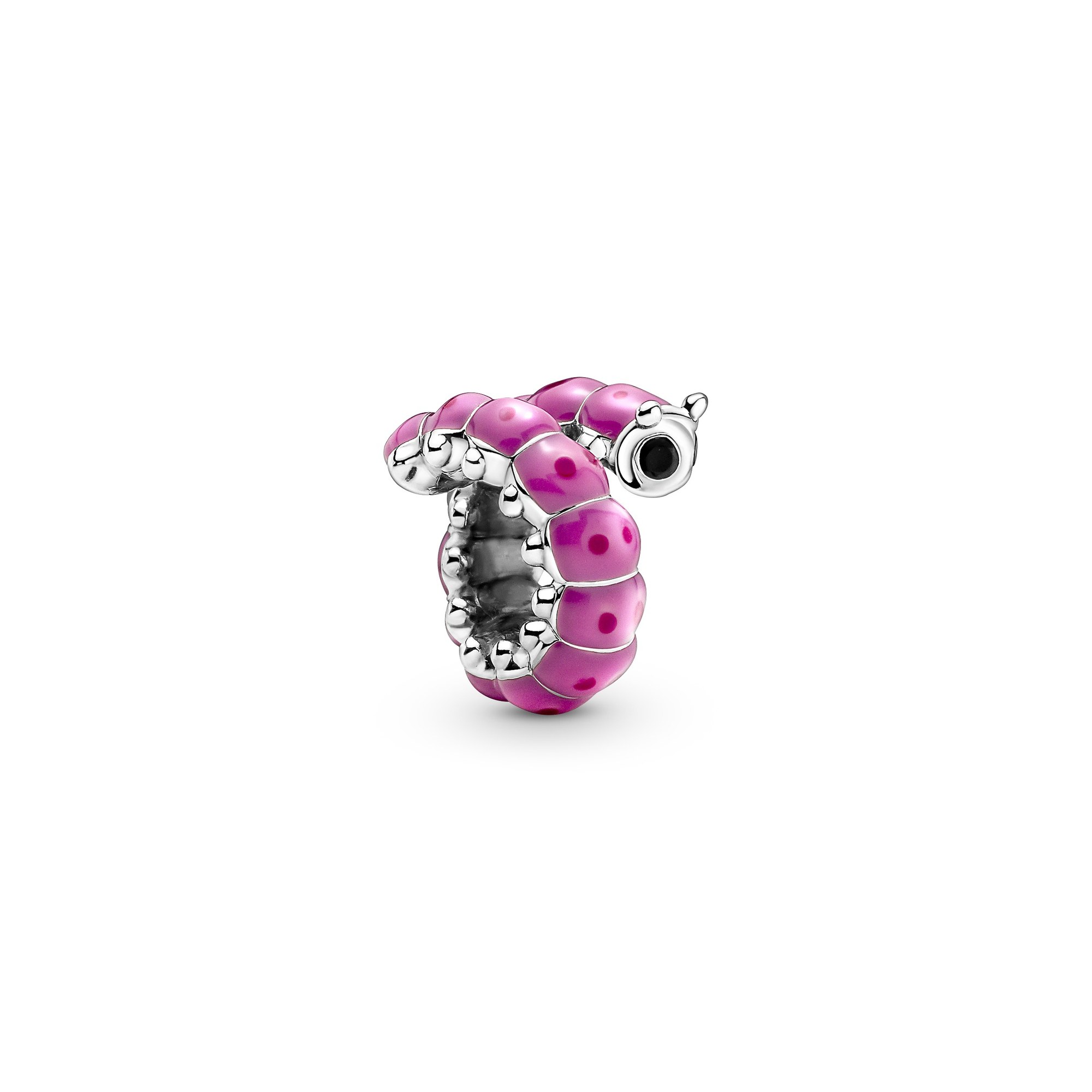 Pandora Cute Curled Caterpillar Charm - Silber - Emaille Kristall - Pink