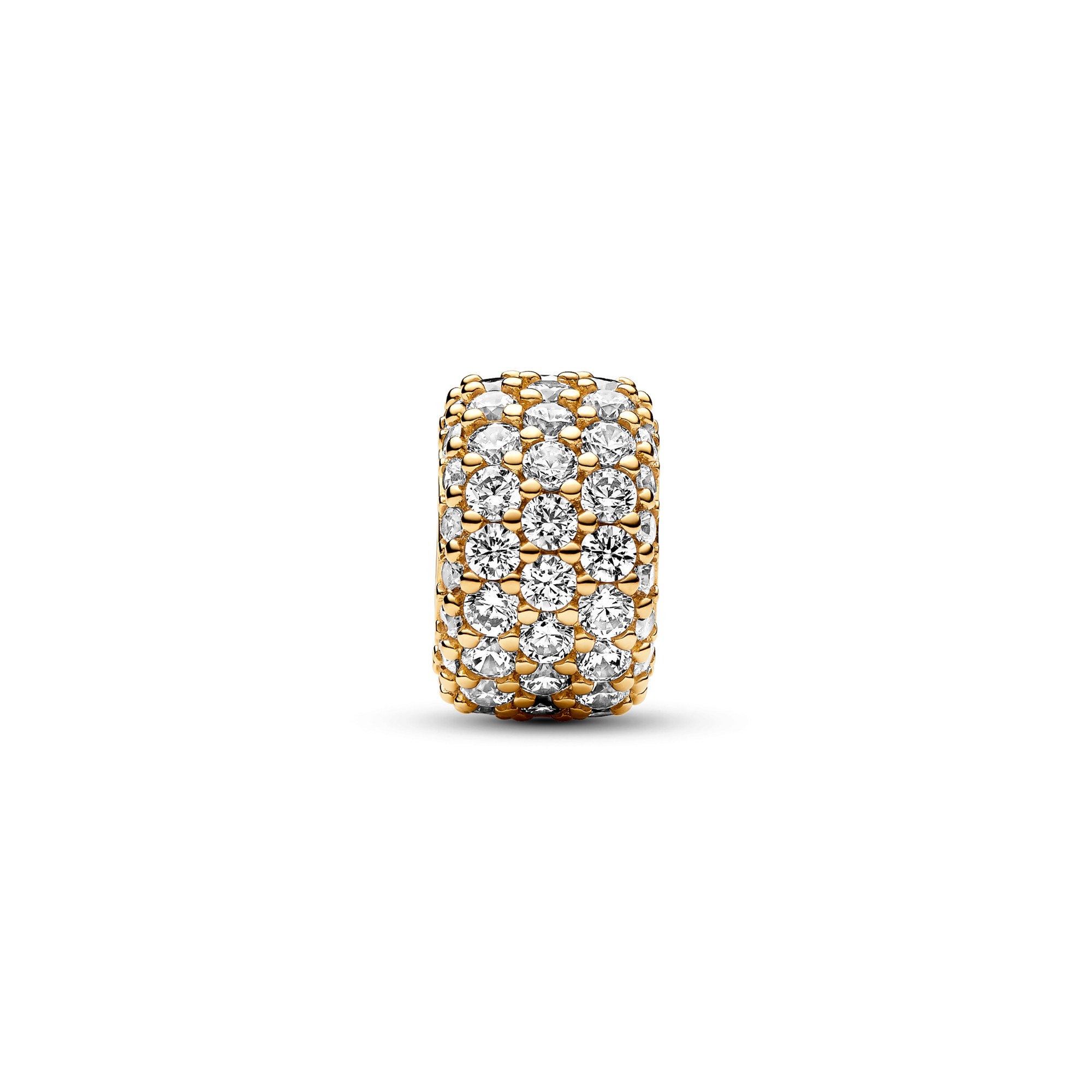 Pandora Funkelndes Dreireihiges Pavé-Charm - Gelbgold Vergoldung - Zirkonia – Ansicht 2
