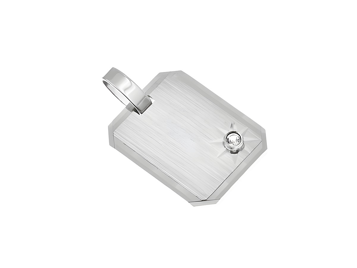 Gravurplatte aus Silber als Anhänger aus Silberschmuck, hergestellt von Juwelier Harnisch, schlichtes Design mit einer kleinen Einlage.