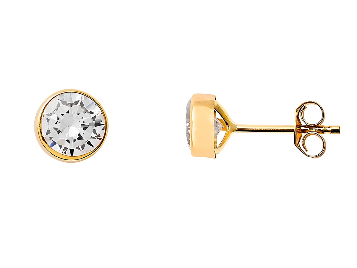 Gelbgold Ohrstecker aus 585er Gold mit polierter Oberfläche und Zirkonia, elegant und zeitlos, ideal für jeden Anlass, Hersteller Xenox, hochwertiger Echt Gold Ohrschmuck.