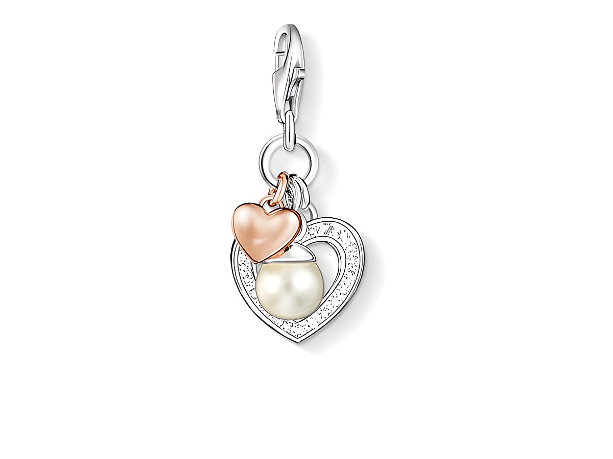 Thomas Sabo Herz 0937-426-14 Silber vergoldet in Roségold mit einer Zuchtperle und Zirkonia. Bicolor-Design mit einem eleganten, stilvollen Charm. Ideal für individuelles Schmuckstyling.