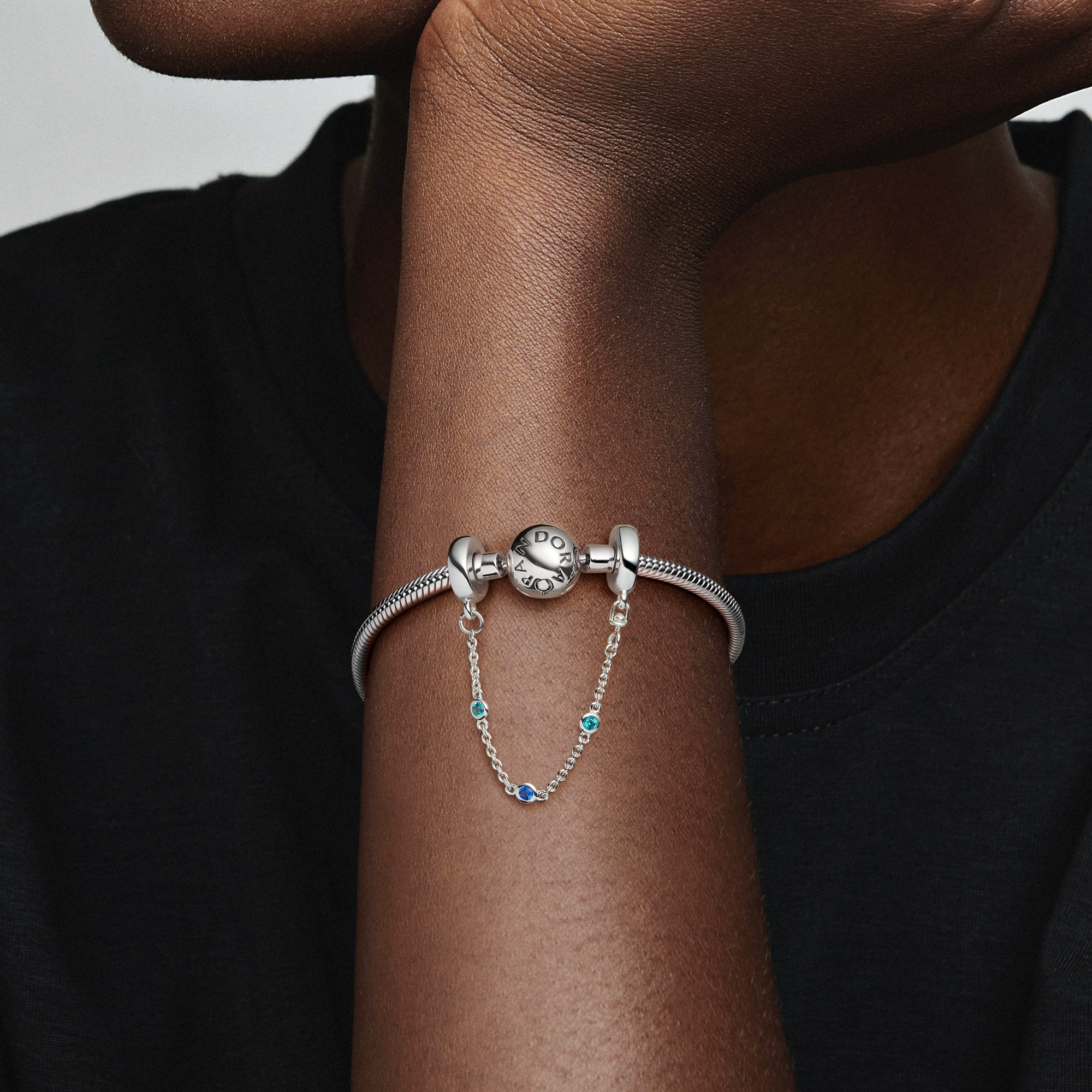 Pandora Drei Blaue Steine Komfortkette - Sterling Silber Crystal Blau 5 cm – Ansicht 5