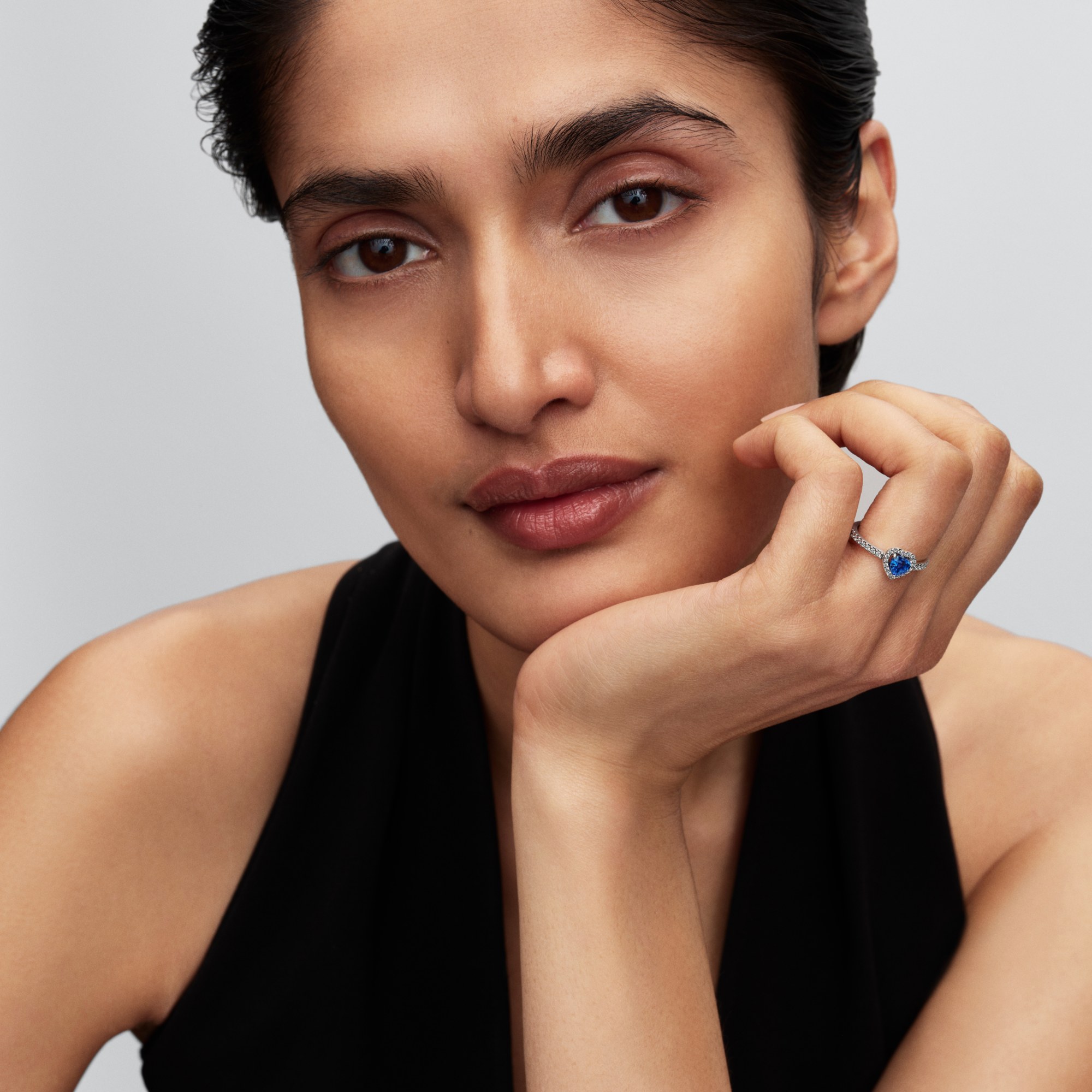 Pandora Prinzessinnen blauer Herz Ring - Sterling Silber - Kristall – Ansicht 3