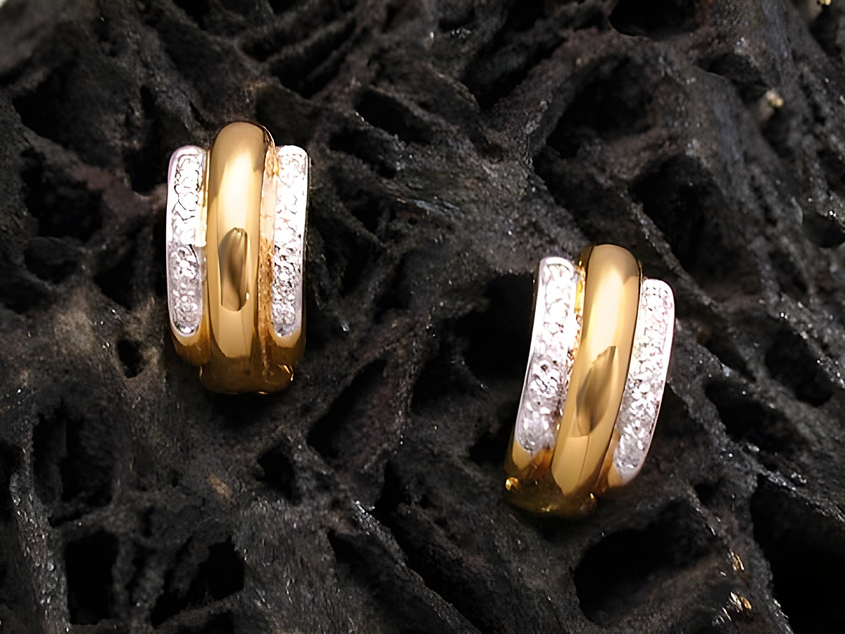 Ohrringe aus Gold 585 in bicolor mit Brillant 0,20 ct TW/Si, hergestellt von Juwelier Harnisch, Brillant und Diamant, hochwertig und elegant gestaltet.