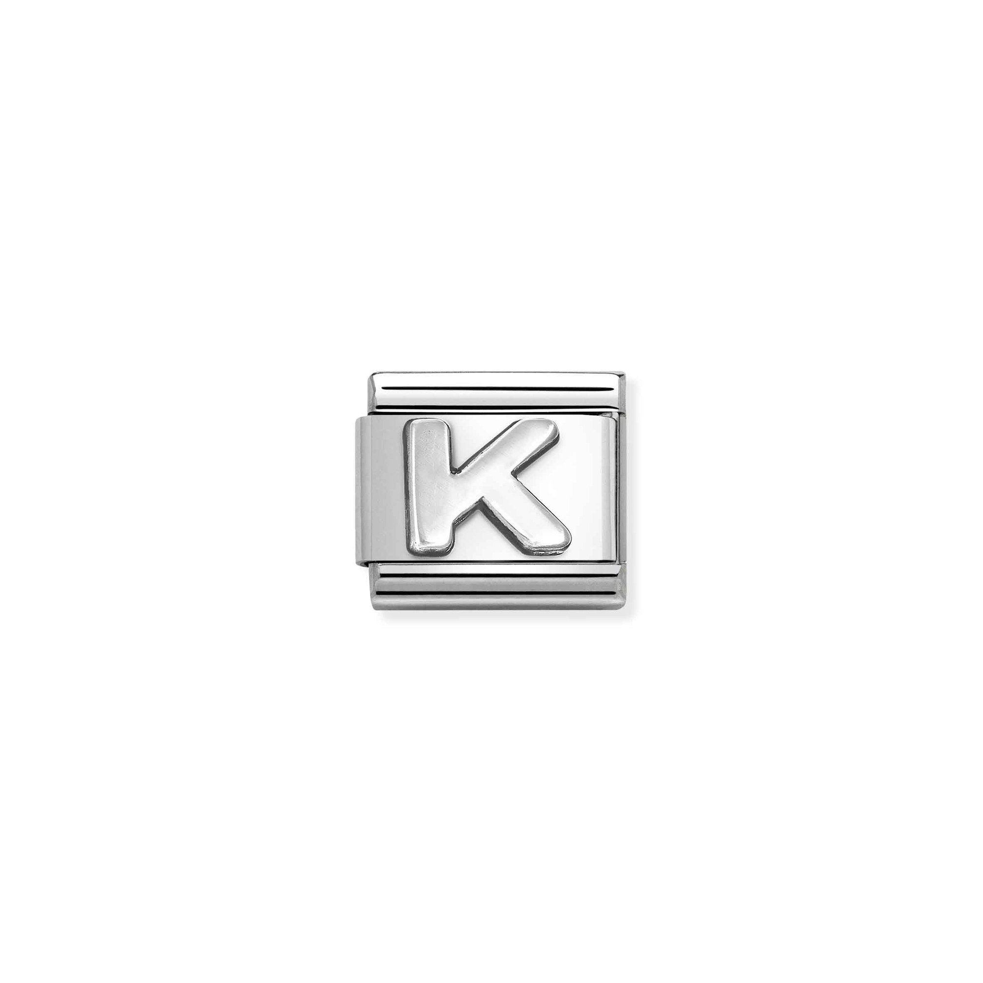 Nomination Composable Classic Charm Buchstabe K - Edelstahl, Sterling Silber oxidiert