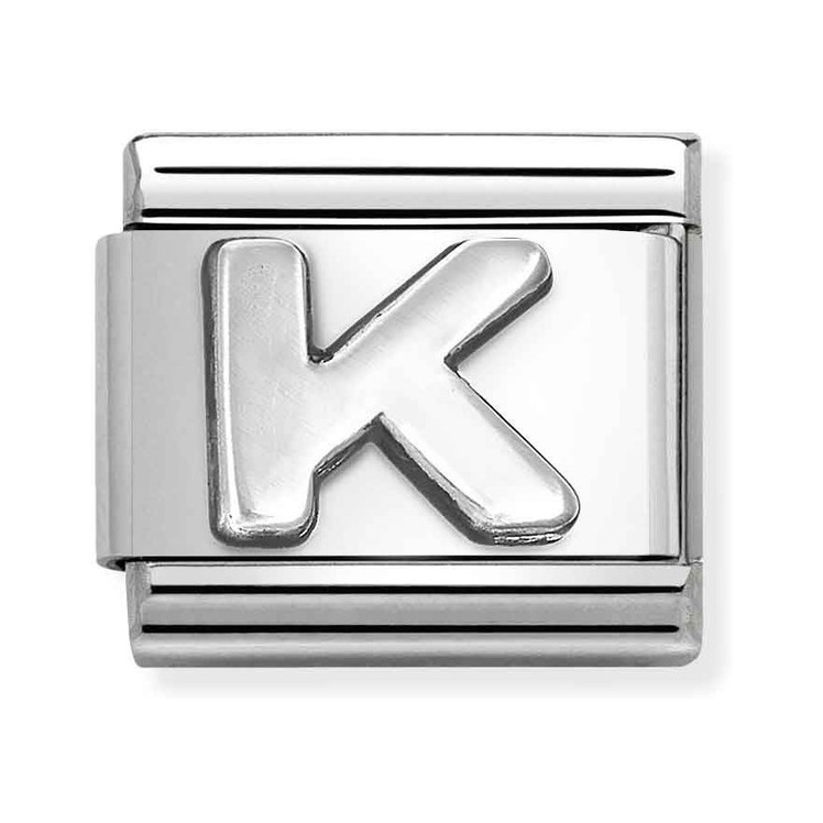 Nomination Composable Classic Charm Buchstabe K - Edelstahl, Sterling Silber oxidiert