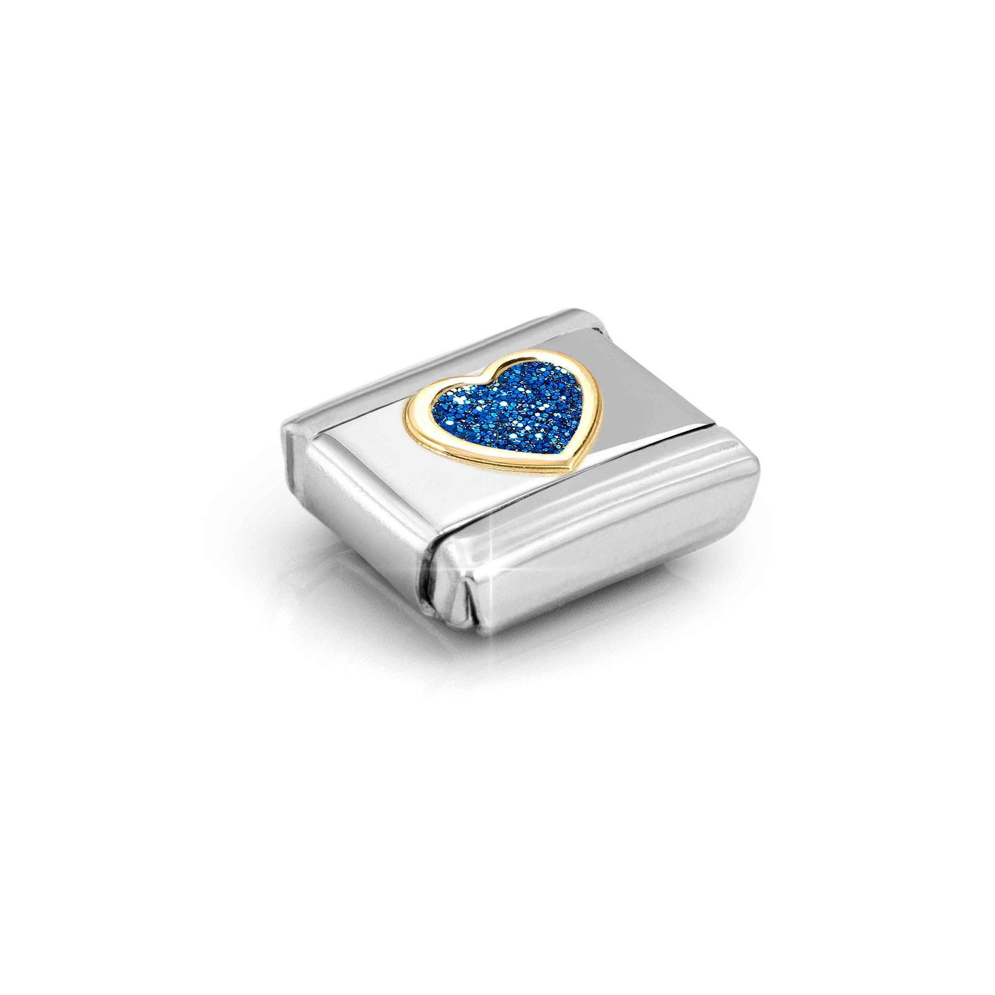 Nomination Composable Classic Charm Herz blau - Edelstahl, Gold 750 Gelbgold, Emaille, Zirkonia – Ansicht 3