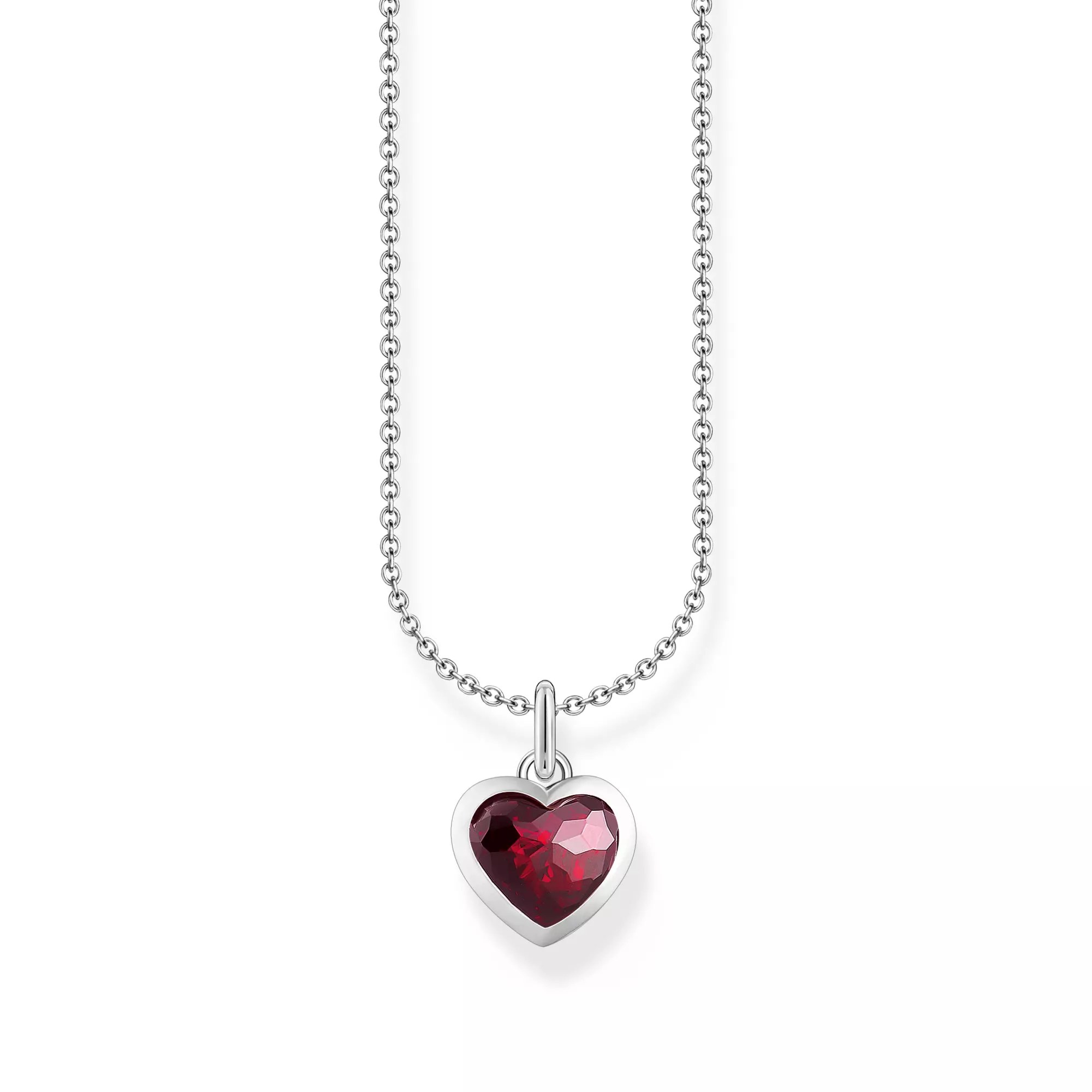 Thomas Sabo Kette - Herz - Silber & Zirkonia - Rot - 38 bis 45 cm