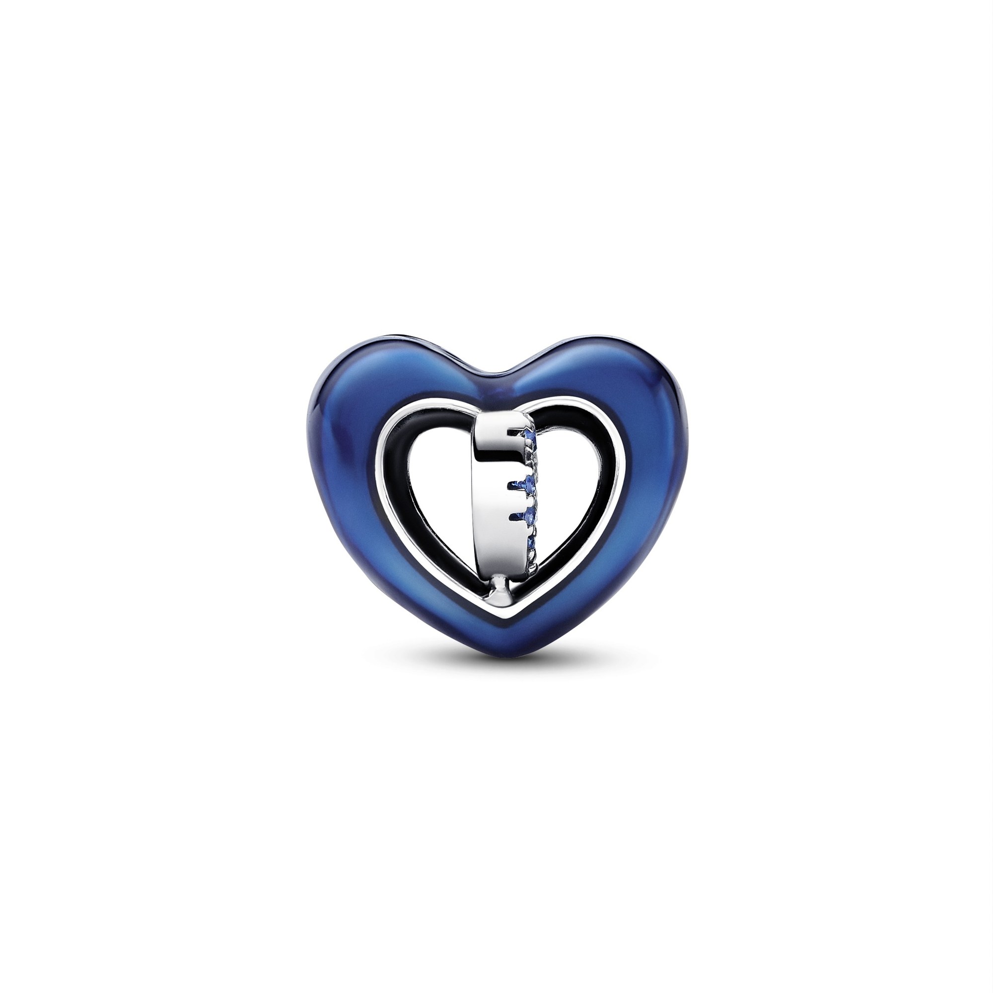 Pandora Blaues Drehbares Herz Charm - Sterling Silber - Crystal + Emaille Blau Ansicht 4 – Ansicht 4