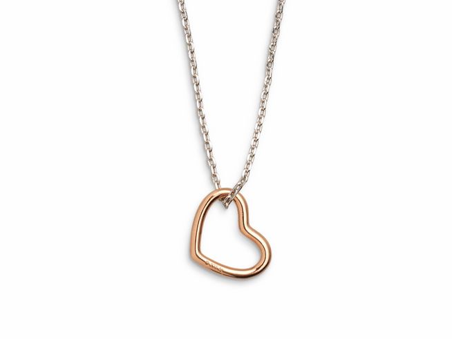 Xenox Sterling Silber Kette XS1756R mit Ankerkette in Roségold Verg. und einem Herzanhänger, ideal für eine romantische Botschaft und als Geschenk. Länge 40-45 cm, Hersteller Xenox.