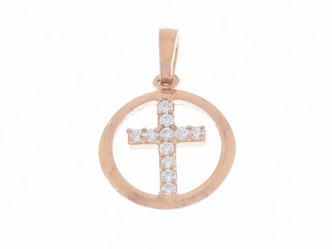 Anhänger Kreuz mit Kreuz in Silber und Zirkonia, strahlend, Hersteller Juwelier Harnisch, mit Stein.