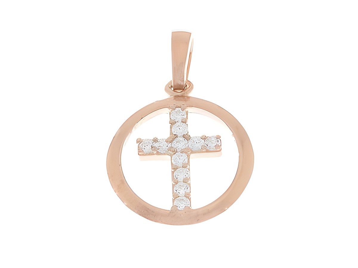 Anhänger Kreuz mit Kreuz in Silber und Zirkonia, strahlend, Hersteller Juwelier Harnisch, mit Stein.