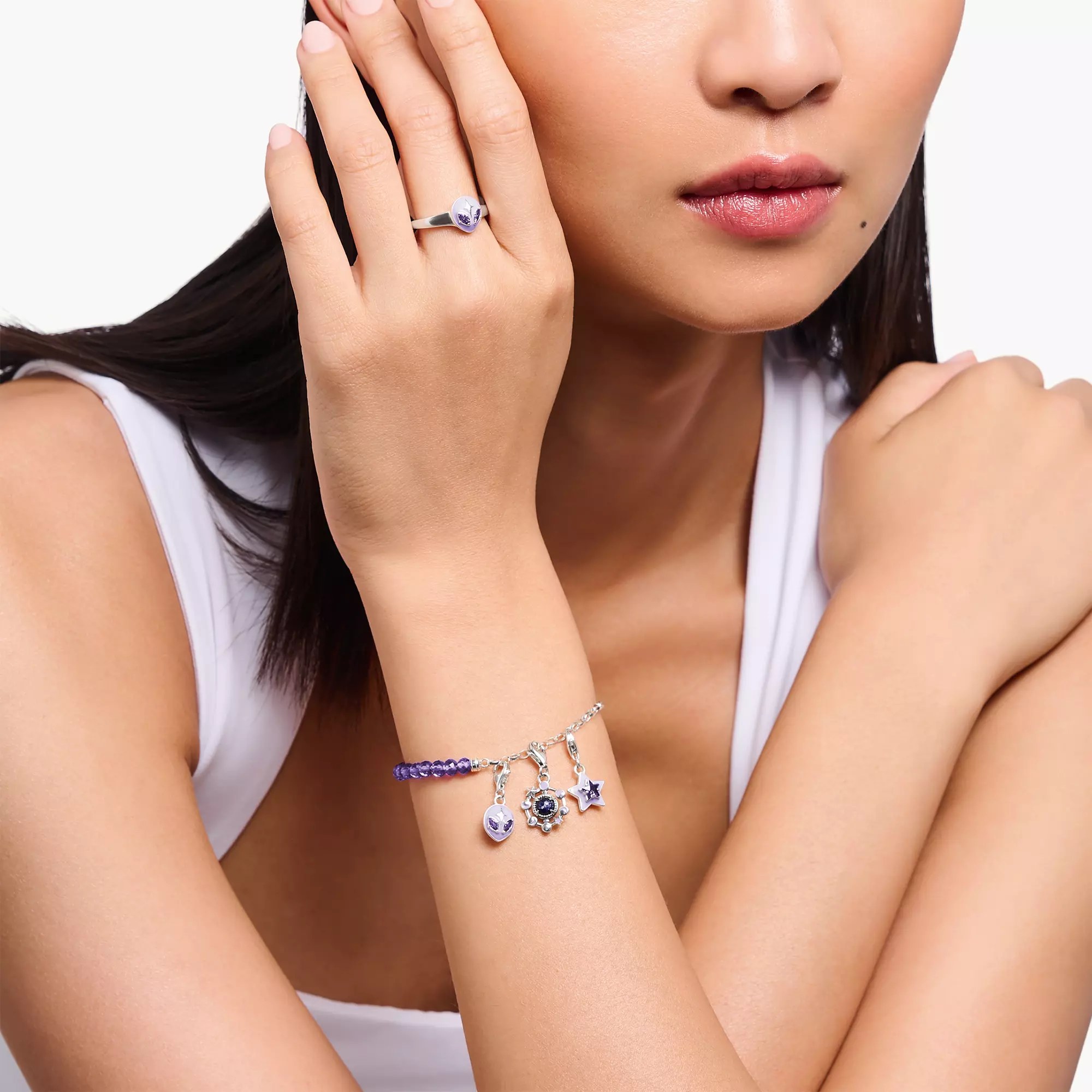 Thomas Sabo Armband - Carrier mit Gliedern - Silber & Emaille - Rot - 12 bis 15 cm – Ansicht 2