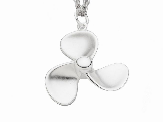 DUR Schiffsschraube P4513 aus rhodiniertem Sterling Silber, glänzender Anhänger in Form einer Schiffsschraube, perfekt für maritimen Schmuck, Hersteller DUR, Neuheiten.