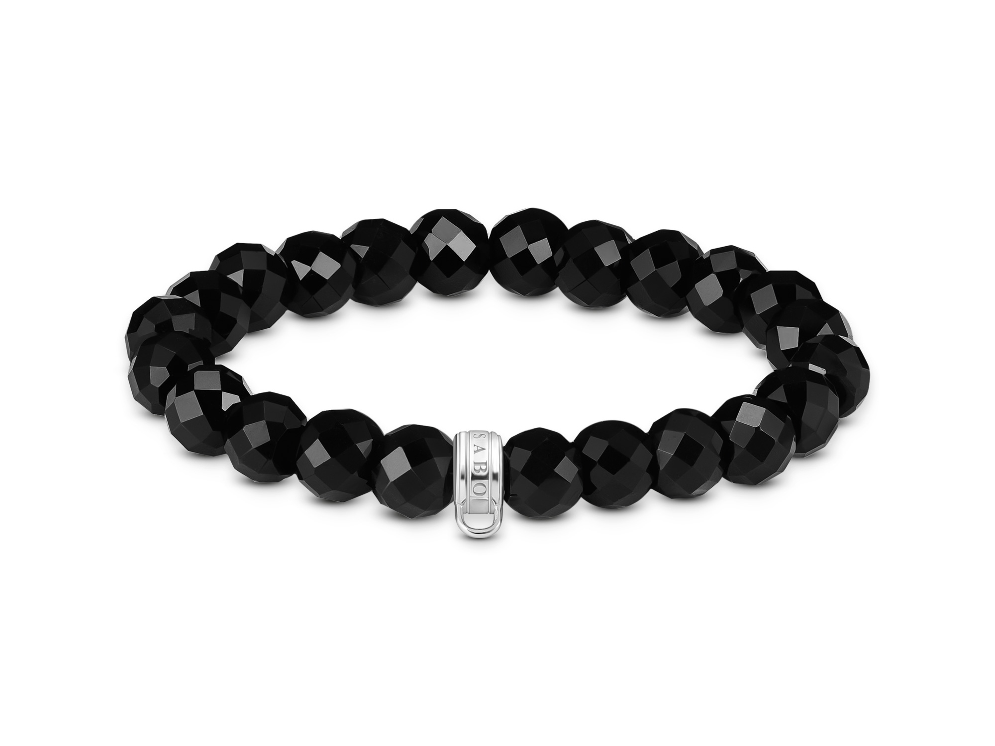 Schwarzes Thomas Sabo Armband X0292-023-11-L15 aus facettierten Perlen mit auffälligem Silberverschluss, gehört zur As We Love Kollektion, ideal für stilvolle Akzente.