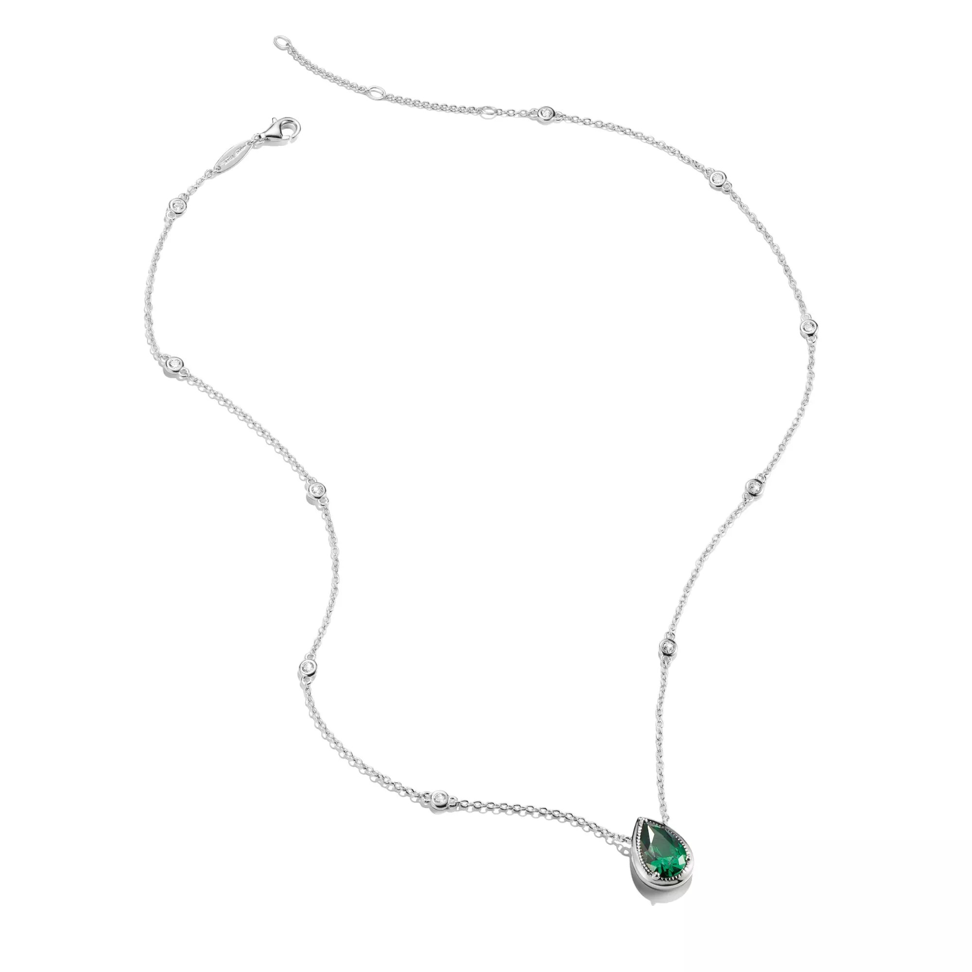 Thomas Sabo ELYNDRA Kette 45 - 50 cm - Sterling Silber & Glas-Keramik Stein & Zirkonia - Grün – Ansicht 2