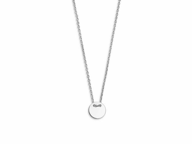 Xenox Sterling Silber Kette XS3567 mit Ankerkette, 40-45 cm lang, ausgestattet mit einer gravierbaren runden Gravurplatte, ideal für persönliche Botschaften.