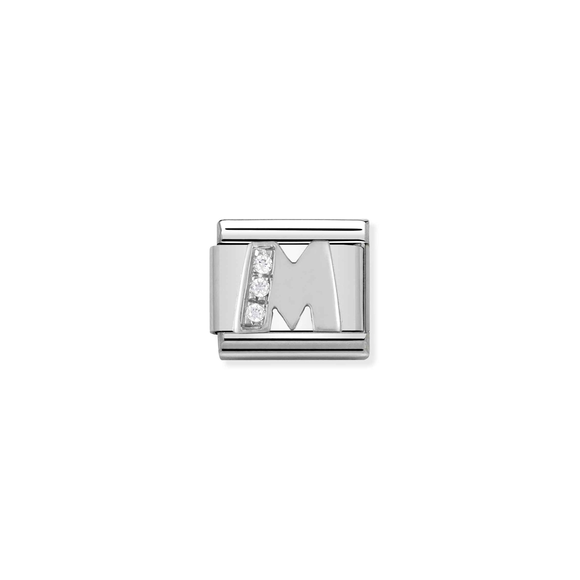 Nomination Composable Classic Charm Buchstabe M - Edelstahl, Sterling Silber, Zirkonia