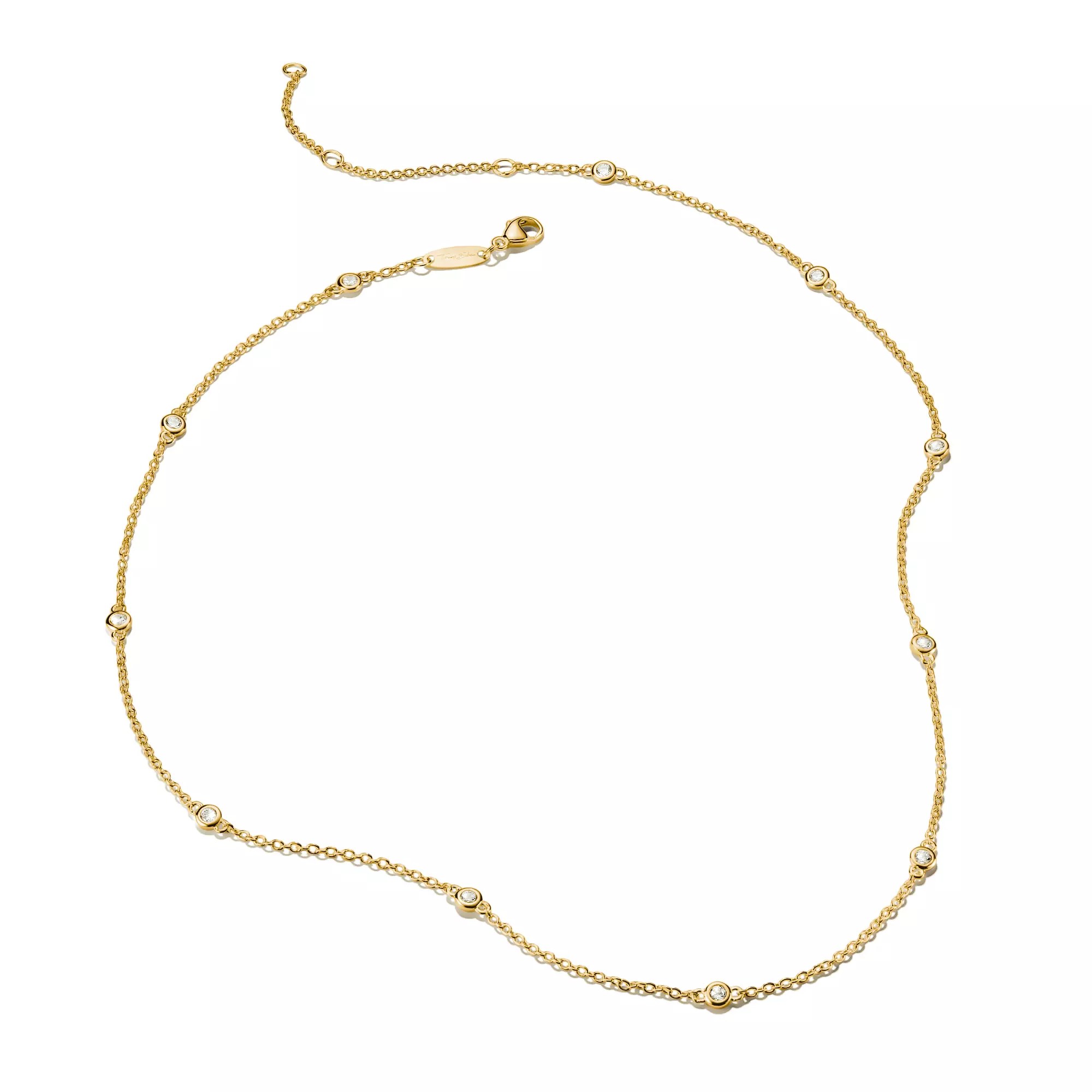 Thomas Sabo Kette Weiße Zirkoniasteine 18k Vergoldung – ELYNDRA – Silber – Zirkonia – 45–50 cm – Ansicht 3
