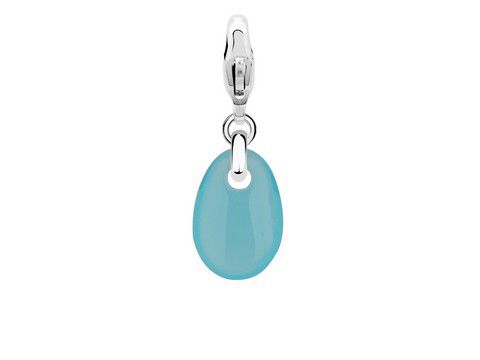 Hochwertiger Ti Sento Silber Charm in Tropfenform, blauer Halbedelstein, ideal für persönliche Schmuckkollektionen, elegantes Design für einen stilvollen Look.
