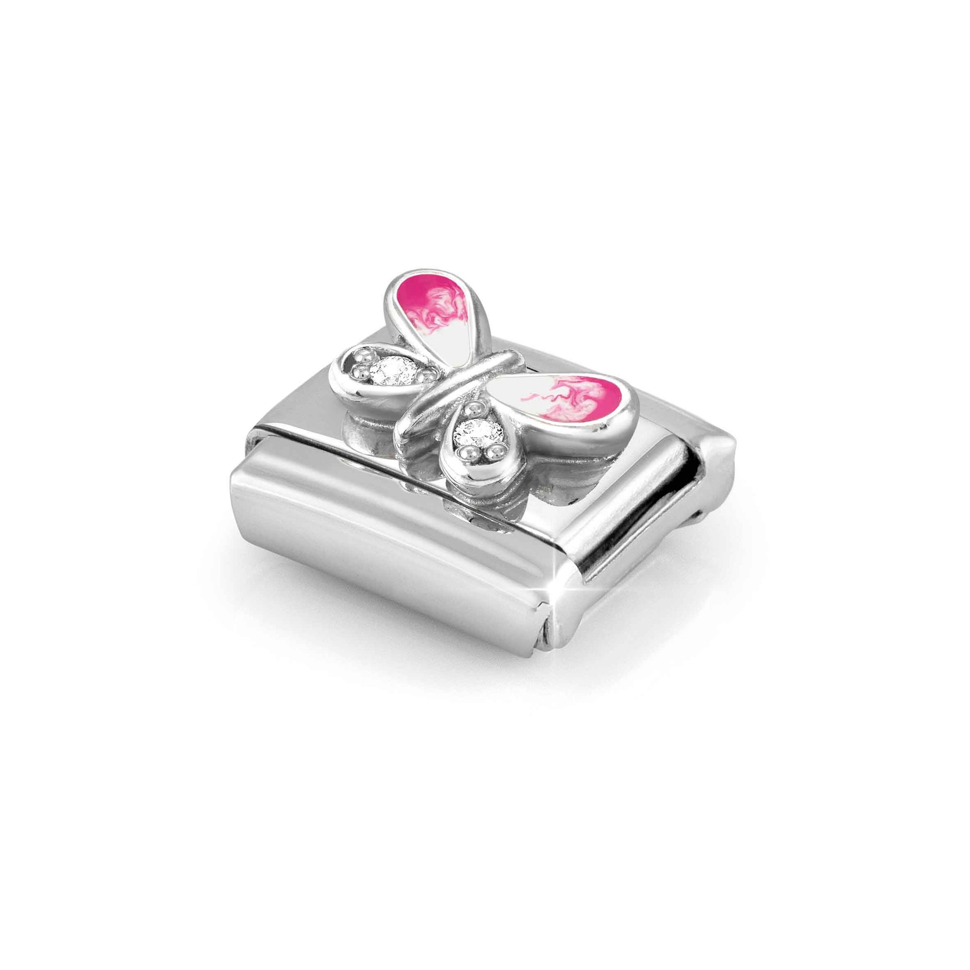 Nomination Composable Classic Charm Schmetterling rosa-weiß - Edelstahl, Sterling Silber, Emaille – Ansicht 4