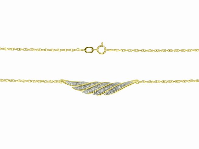 Collierkette mit Mittelteil aus 333 Gelbgold und Weißgold, verziert mit Diamanten, 41 cm lang, von Juwelier Harnisch, elegantes Design mit schwungvollem Mittelteil.
